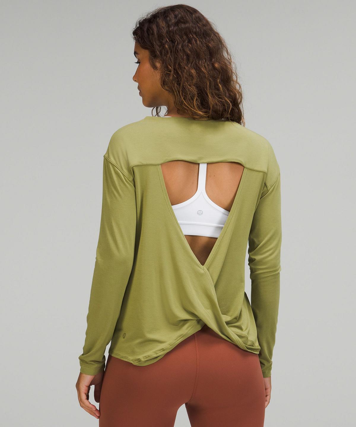 Brown Green Women Lululemon Modal-Blend Open-Back Long Sleeve Shirts | AU_LuLu23085