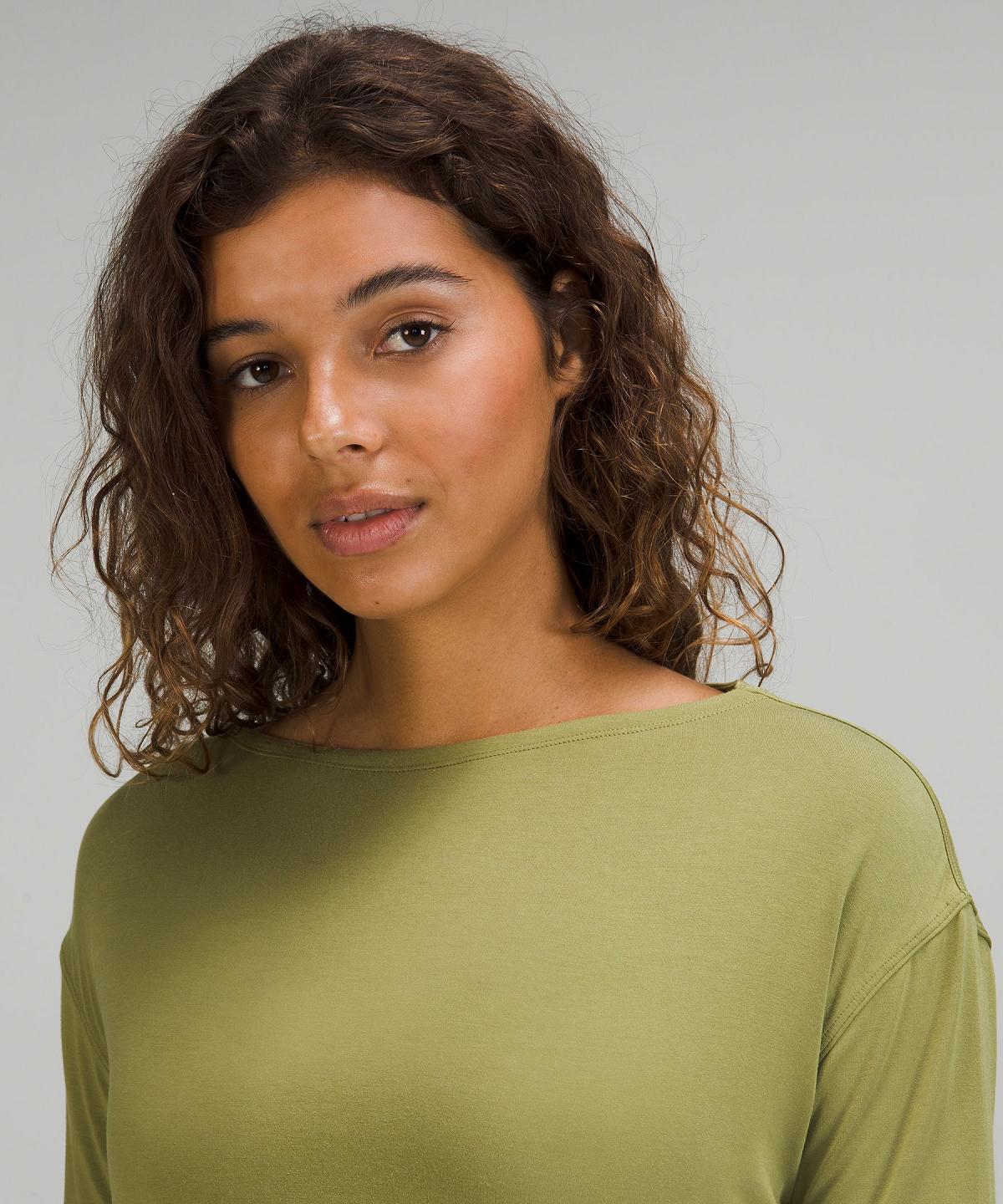 Brown Green Women Lululemon Modal-Blend Open-Back Long Sleeve Shirts | AU_LuLu23085