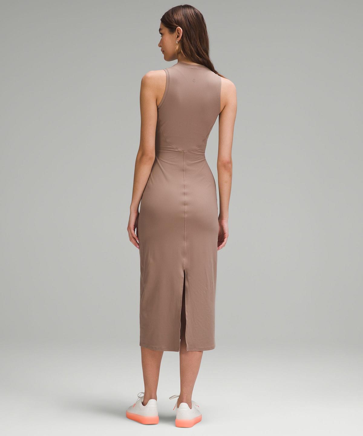 Brown Women Lululemon All Aligned Ribbed Midi Dress | AU_LuLu32947