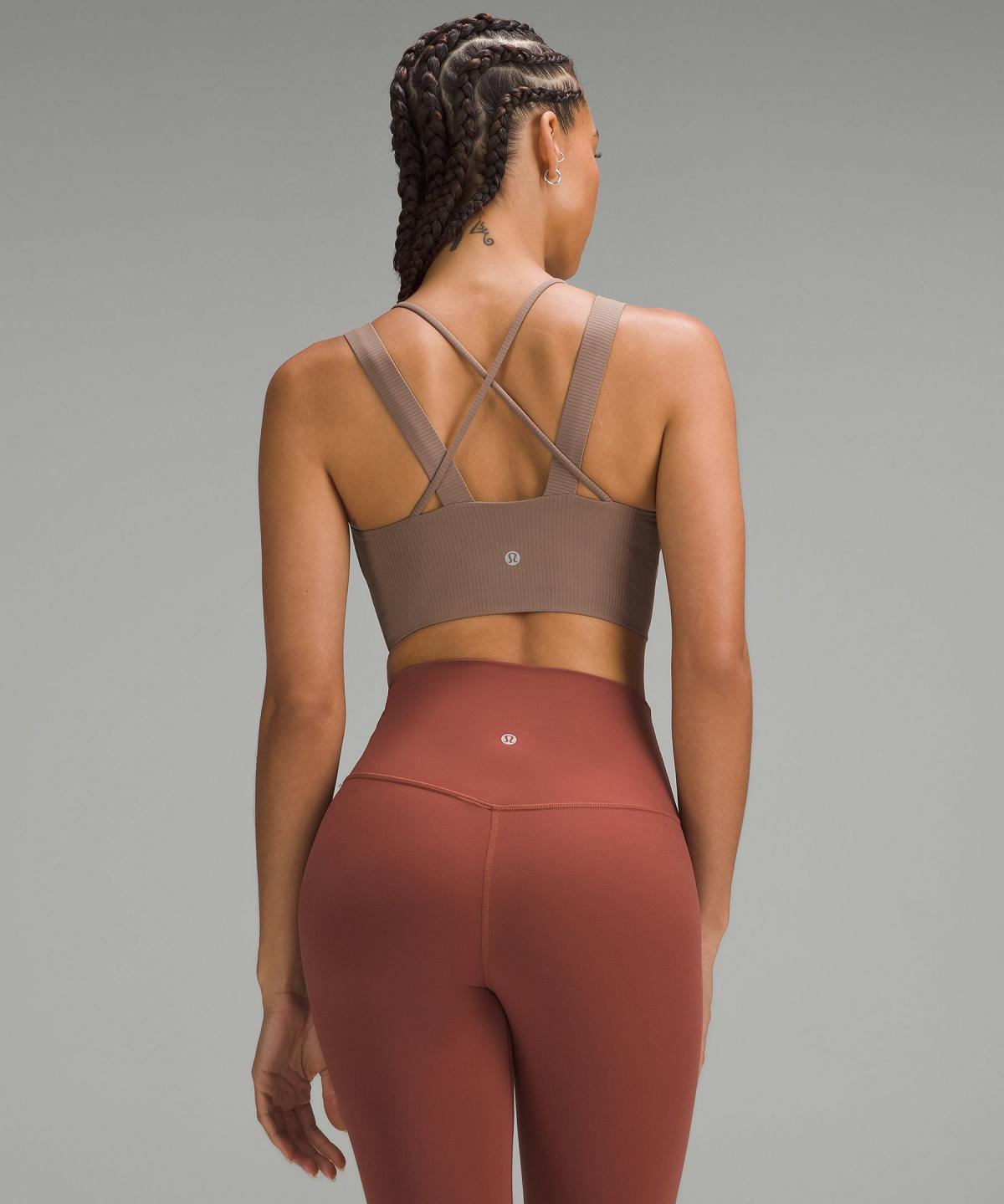 Brown Women Lululemon Like a Cloud Ribbed Longline Sports Bra | AU_LuLu78796