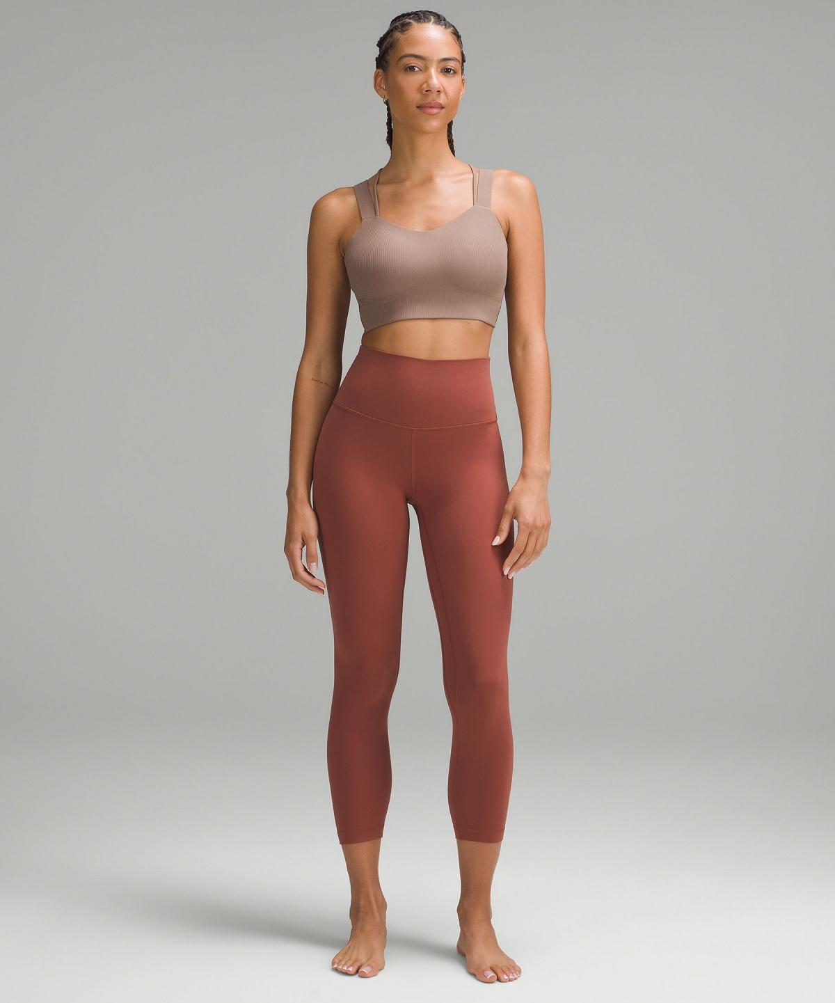 Brown Women Lululemon Like a Cloud Ribbed Longline Sports Bra | AU_LuLu78796