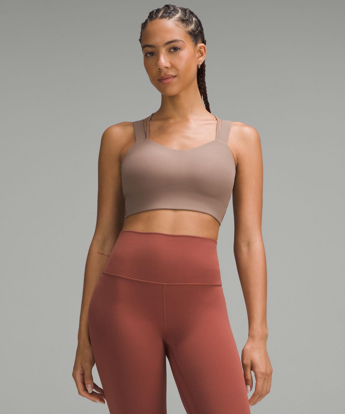 Brown Women Lululemon Like a Cloud Ribbed Longline Sports Bra | AU_LuLu78796