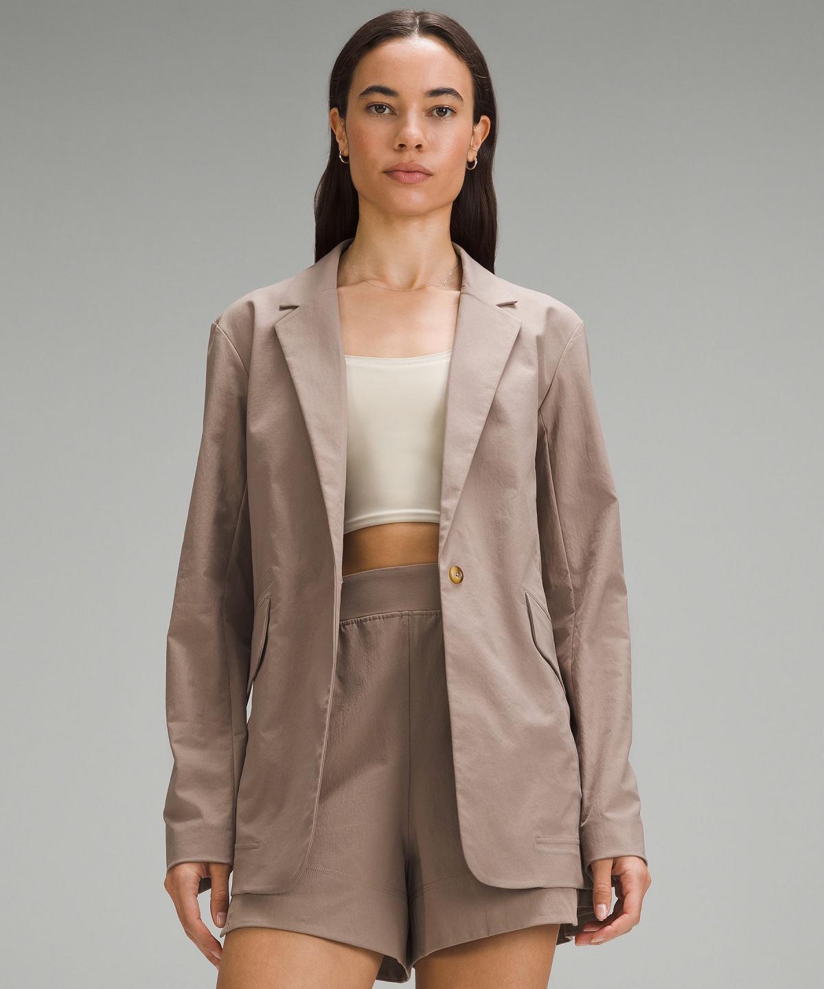 Brown Women Lululemon Relaxed-Fit Twill Blazer Coats & Jackets | AU_LuLu98016