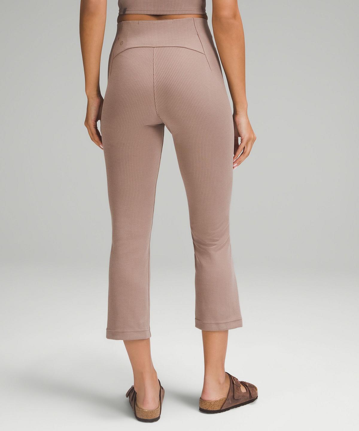 Brown Women Lululemon Ribbed Softstreme Zip-Leg High-Rise Cropped25" Pants | AU_LuLu61964