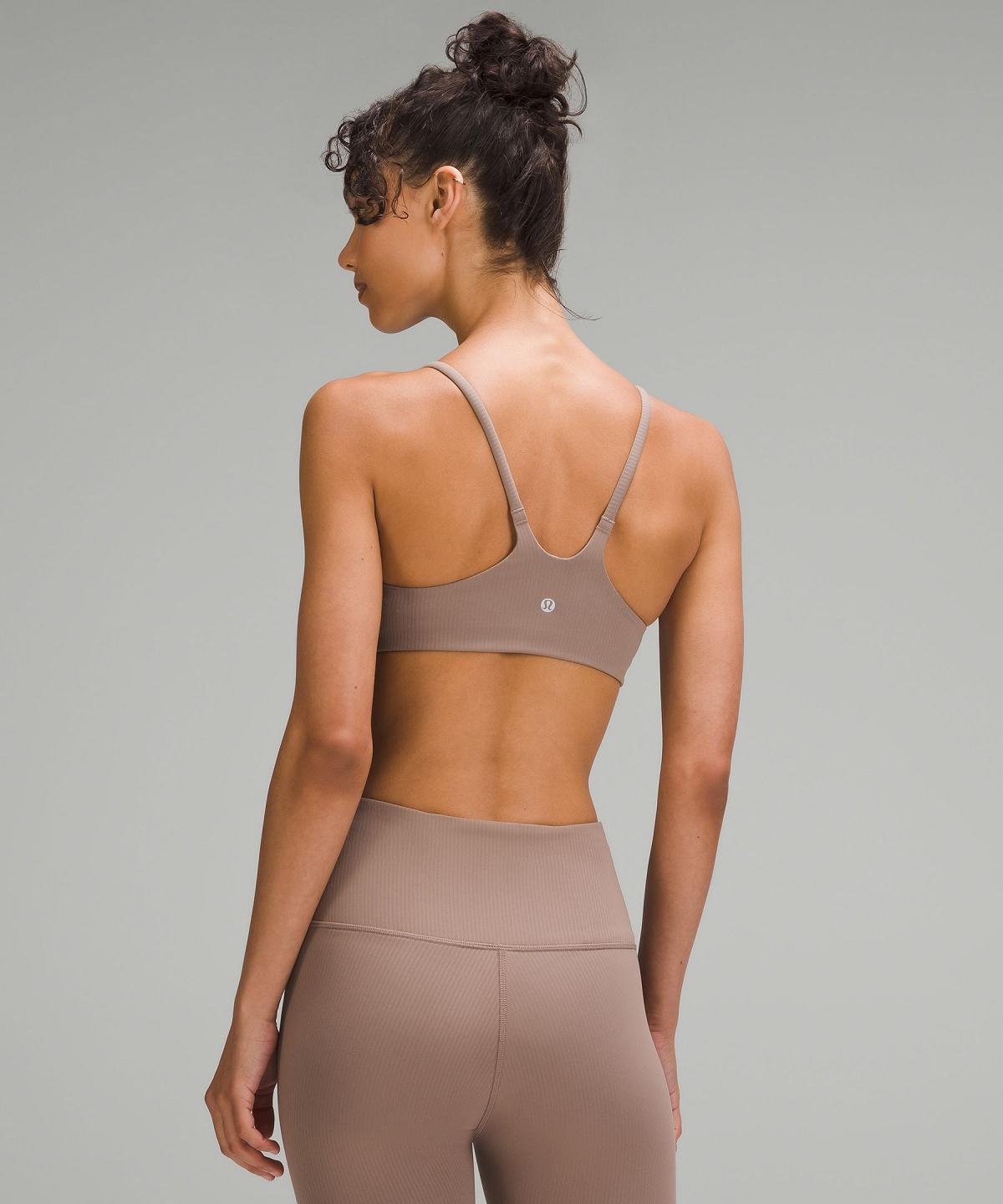 Brown Women Lululemon Wunder Train Strappy Racer Ribbed Sports Bra | AU_LuLu61812