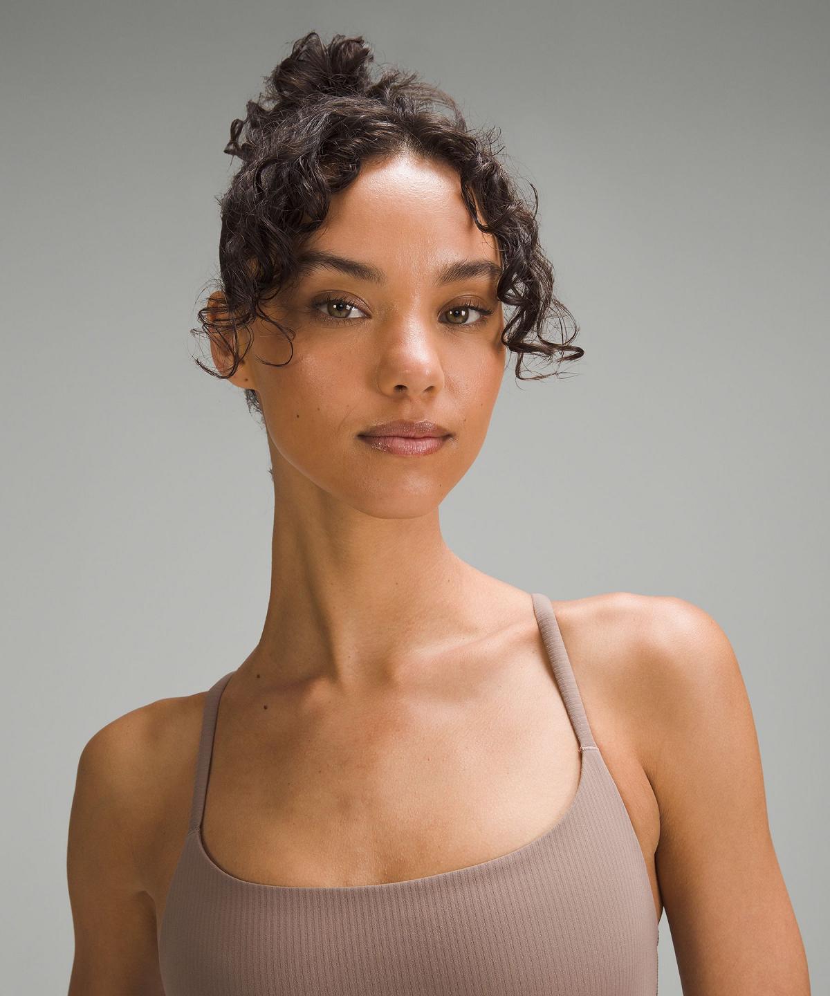 Brown Women Lululemon Wunder Train Strappy Racer Ribbed Sports Bra | AU_LuLu61812