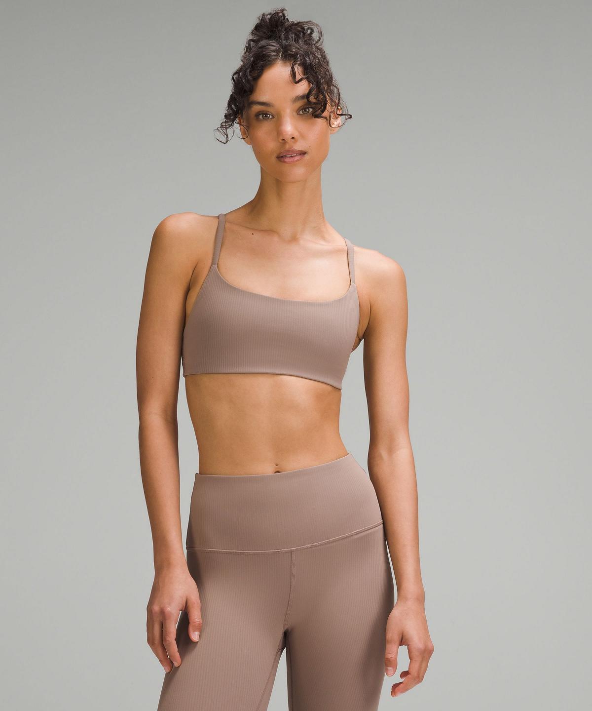 Brown Women Lululemon Wunder Train Strappy Racer Ribbed Sports Bra | AU_LuLu61812