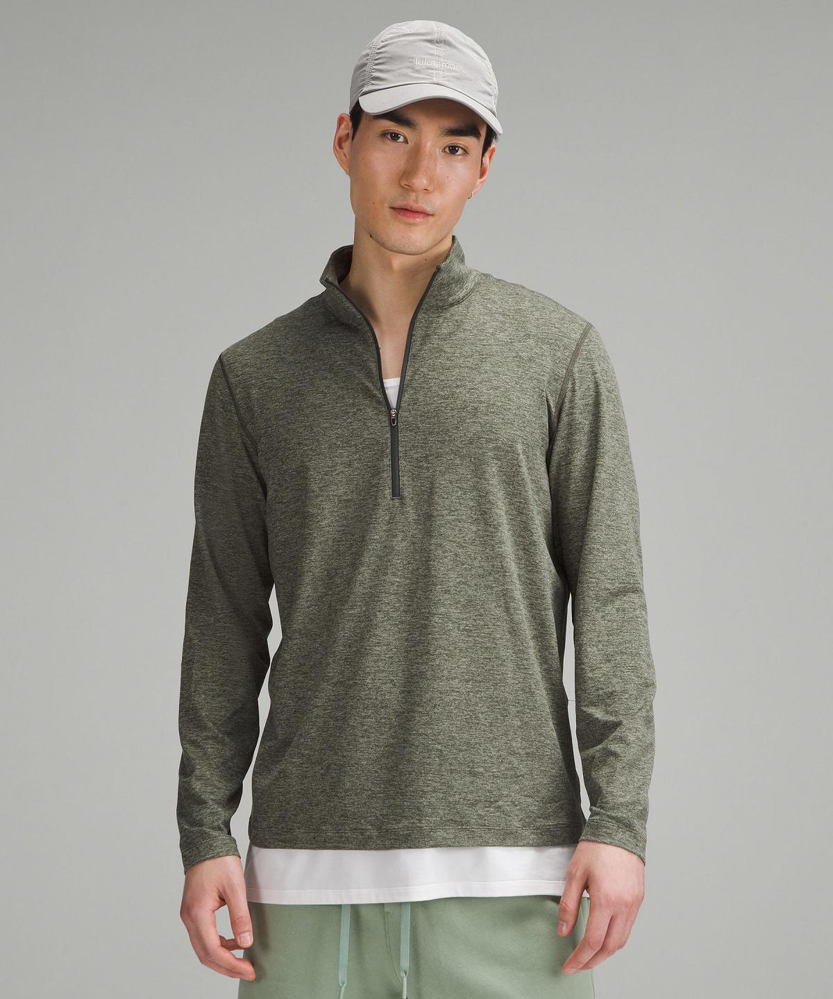 Brown / Green Men Lululemon Soft Jersey Half Zip Long Sleeve Shirts | AU_LuLu75572