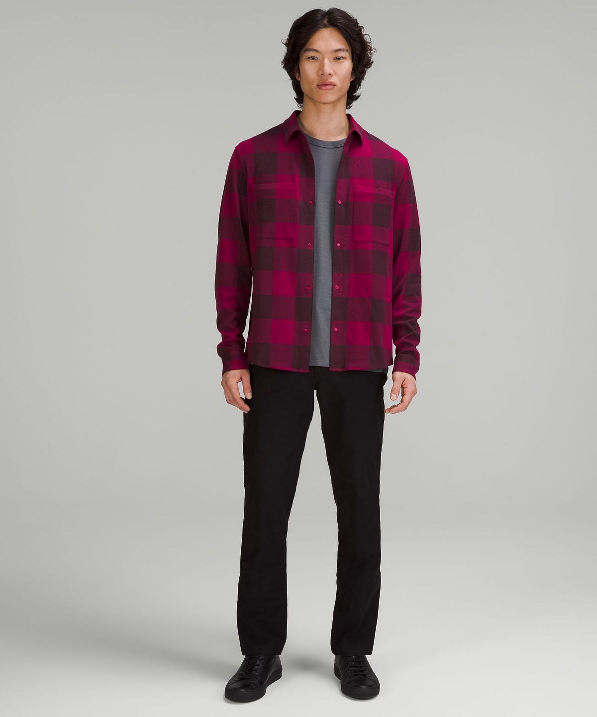 Burgundy Men Lululemon Soft Knit Overshirt Shirts | AU_LuLu91124