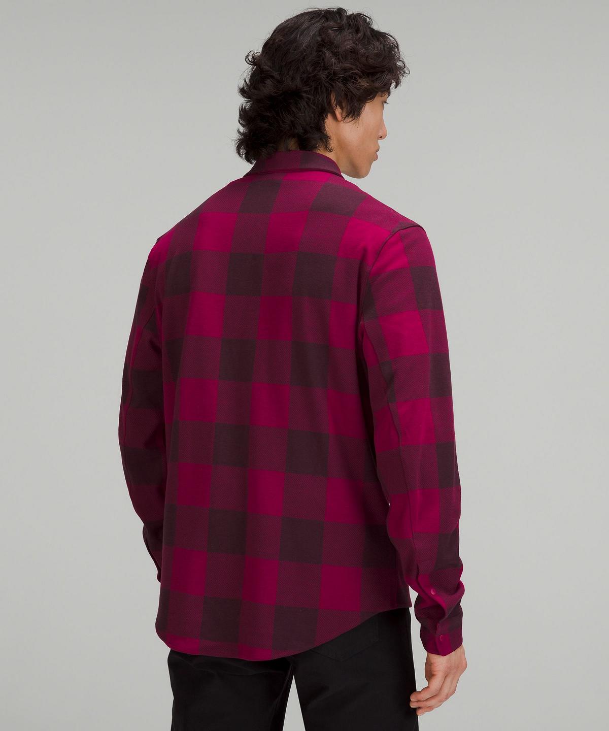 Burgundy Men Lululemon Soft Knit Overshirt Shirts | AU_LuLu91124