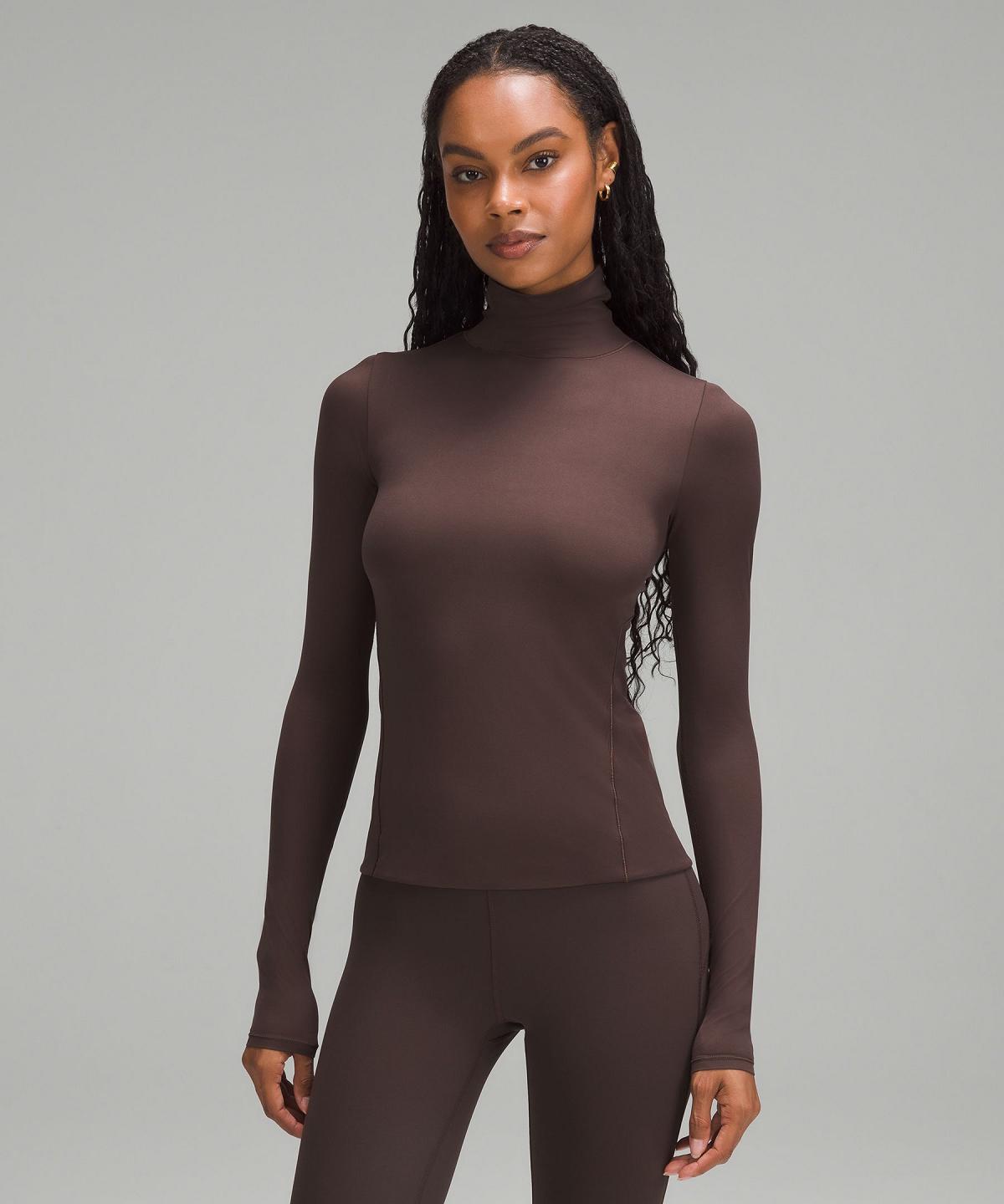 Coffee Women Lululemon Wundermost Ultra-Soft Nulu Long-Sleeve Turtleneck Long Sleeve Shirts | AU_LuLu35525