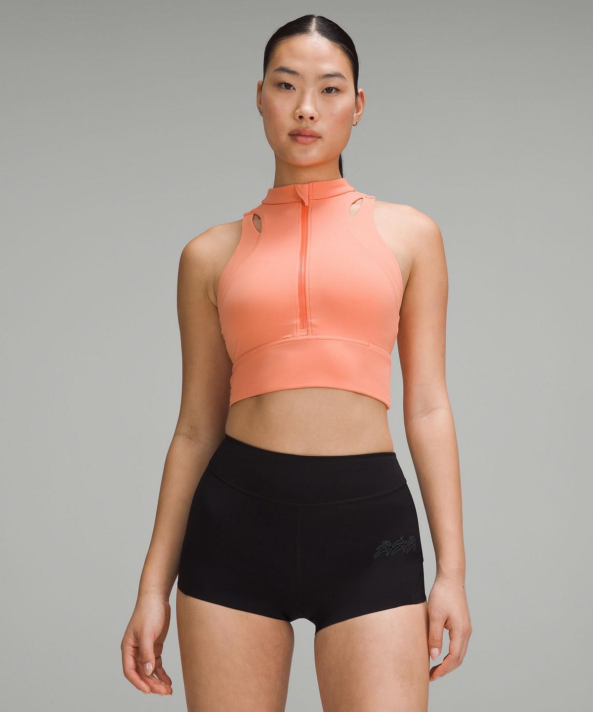 Coral Women Lululemon Nulux Cropped Half-Zip Track Tank Top | AU_LuLu11787