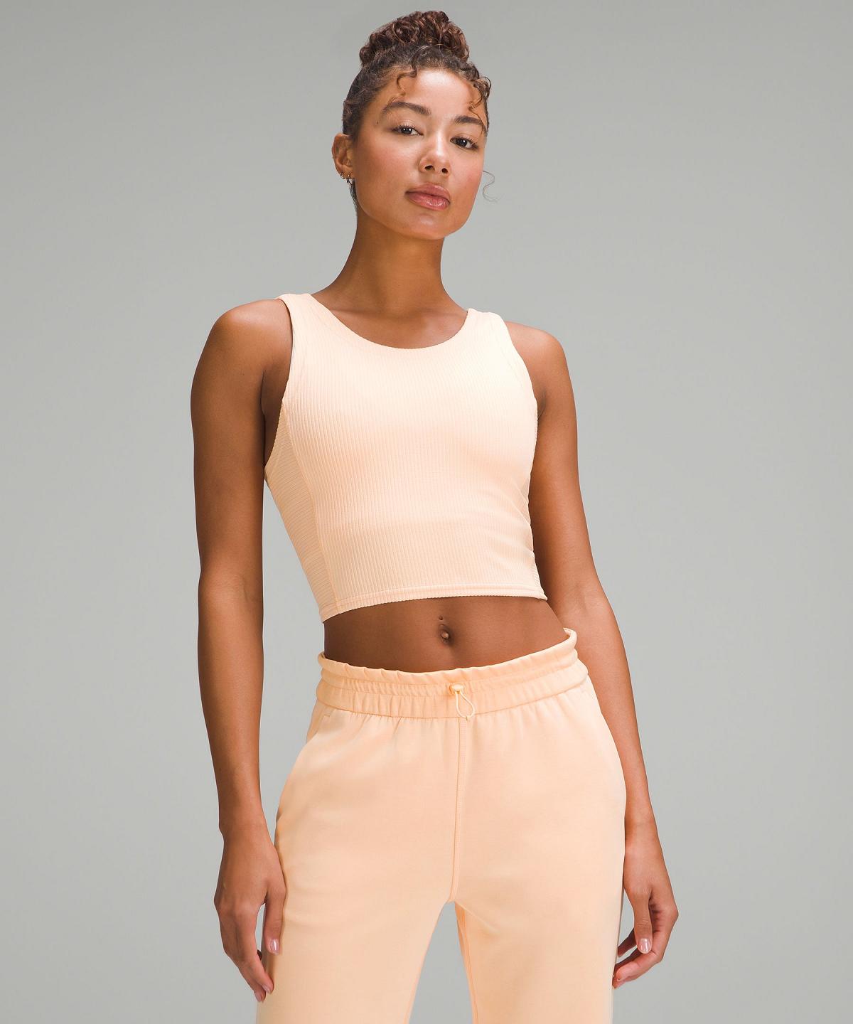 Coral Women Lululemon Ribbed Softstreme Cropped Shirts | AU_LuLu53184