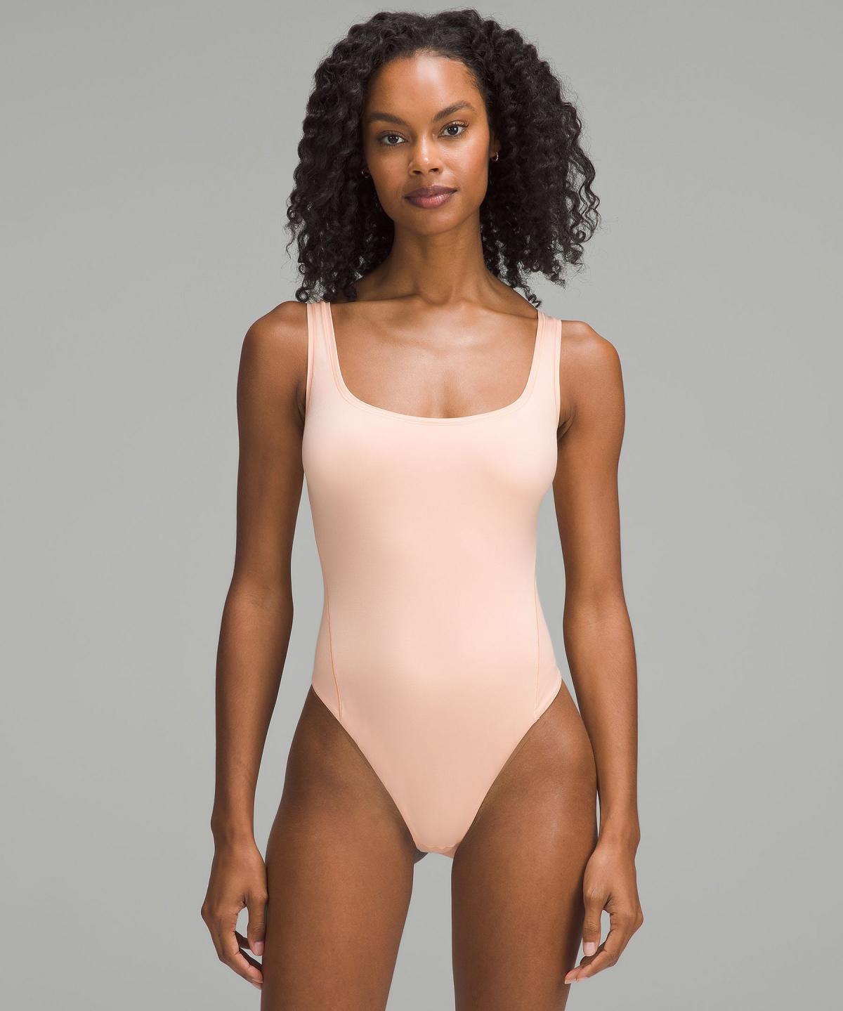 Coral Women Lululemon Wundermost Ultra-Soft Nulu Square-Neck Sleeveless Bodysuit | AU_LuLu61926