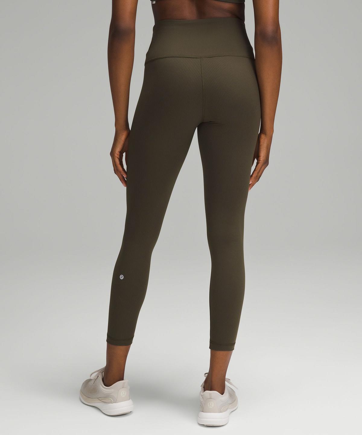 Dark Olive Women Lululemon Wunder Train High-Rise Ribbed Tight 25" Leggings | AU_LuLu58794