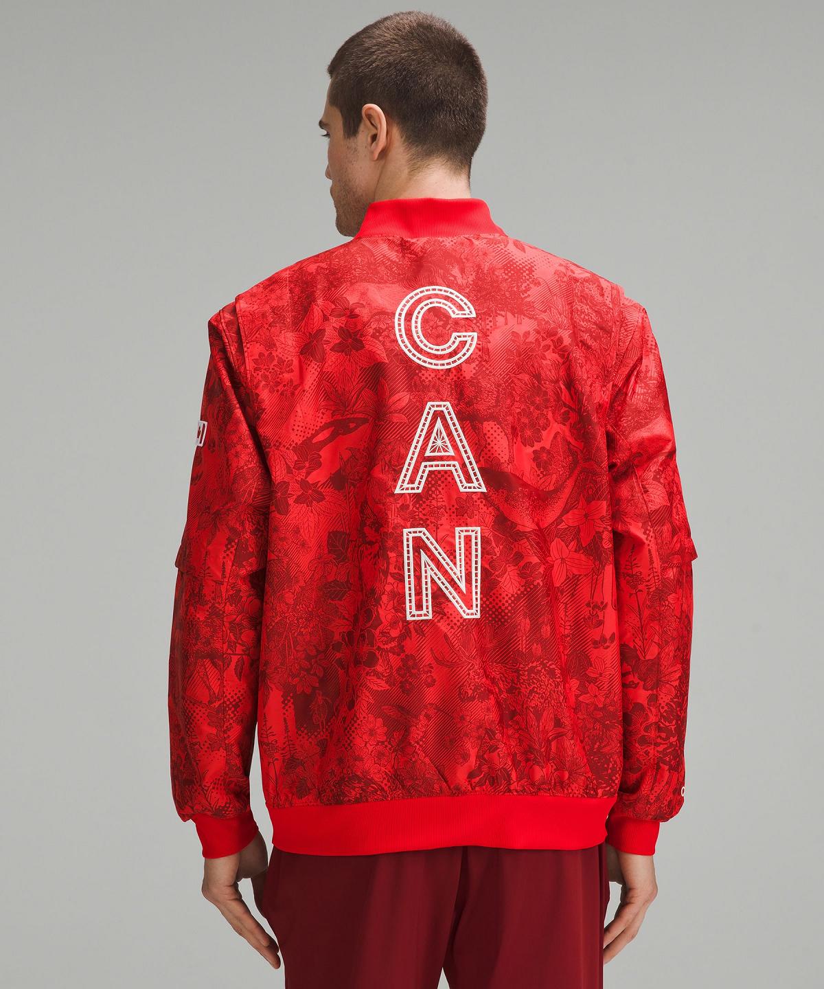 Dark Red Men Lululemon Team Canada Vented Jacquard Bomber Coats & Jackets | AU_LuLu14601