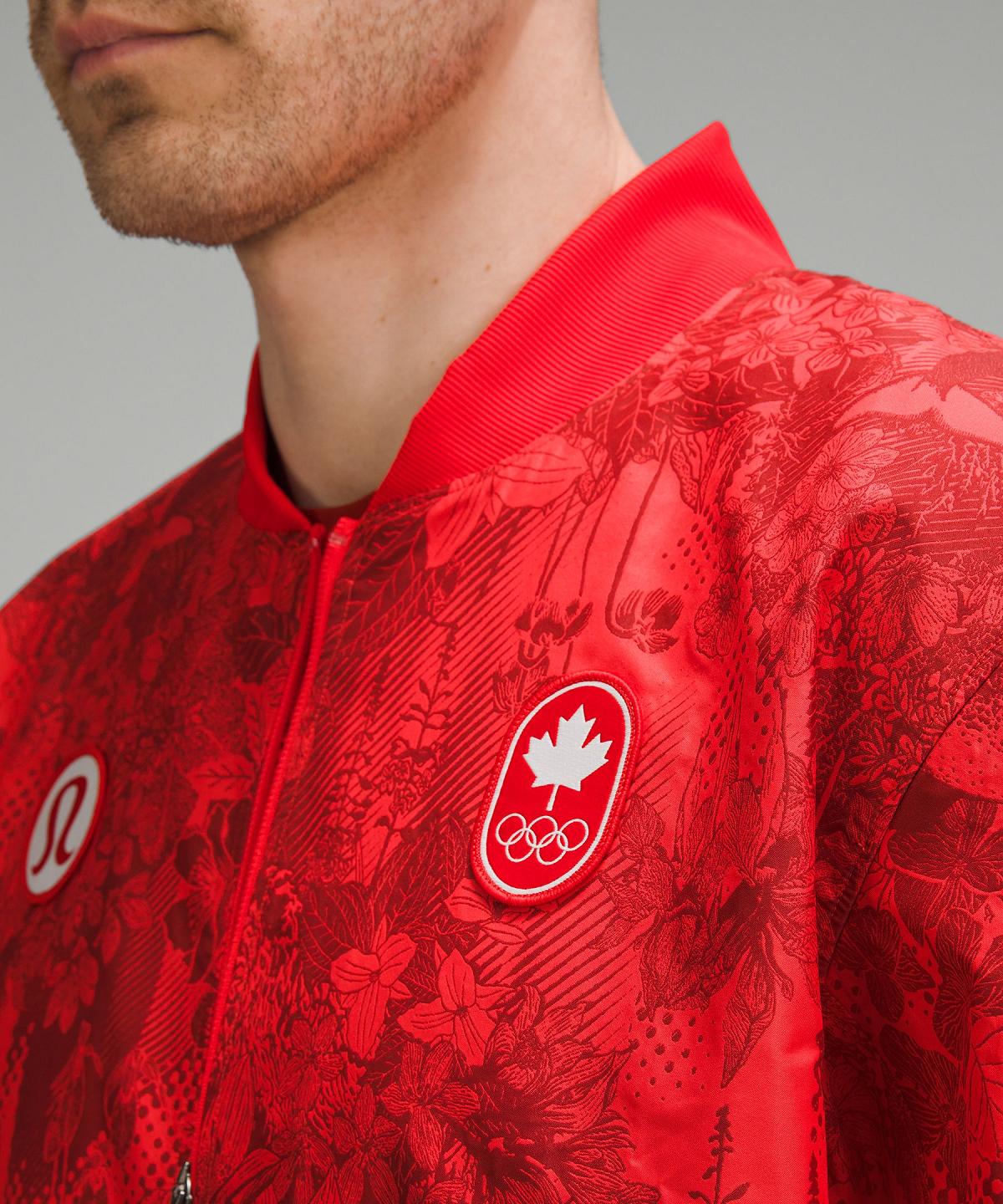 Dark Red Men Lululemon Team Canada Vented Jacquard Bomber Coats & Jackets | AU_LuLu14601