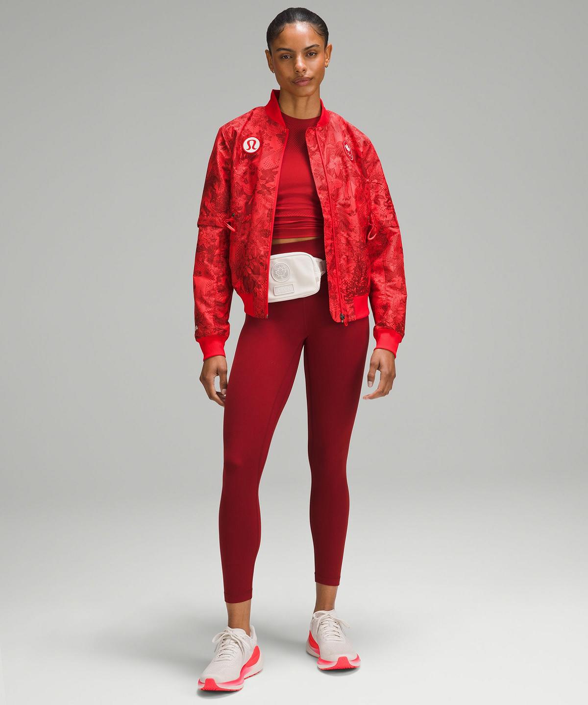 Dark Red Women Lululemon Team Canada Women's Vented Jacquard Bomber Coats & Jackets | AU_LuLu22648