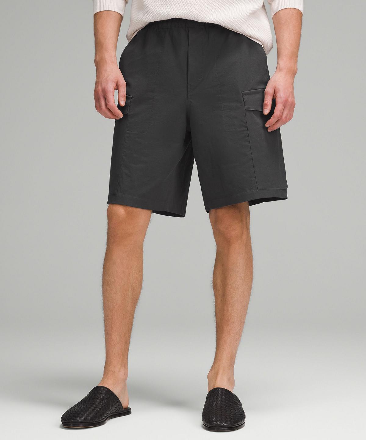 Deep Grey Men Lululemon Stretch Cotton VersaTwill Cargo Pocket 10" Shorts | AU_LuLu29021