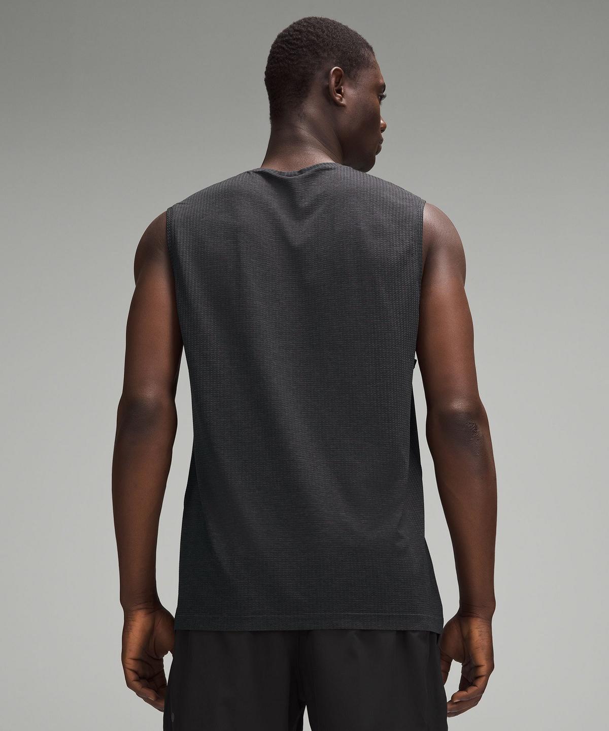 Deep Grey / Black Men Lululemon Metal Vent Tech Sleeveless Shirts | AU_LuLu52936