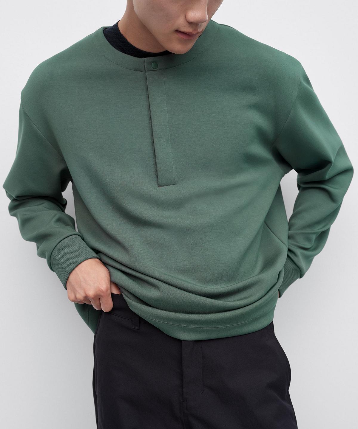 Green Men Lululemon Softstreme Oversized-Fit Long-Sleeve Henley Hoodies & Sweatshirts | AU_LuLu52403