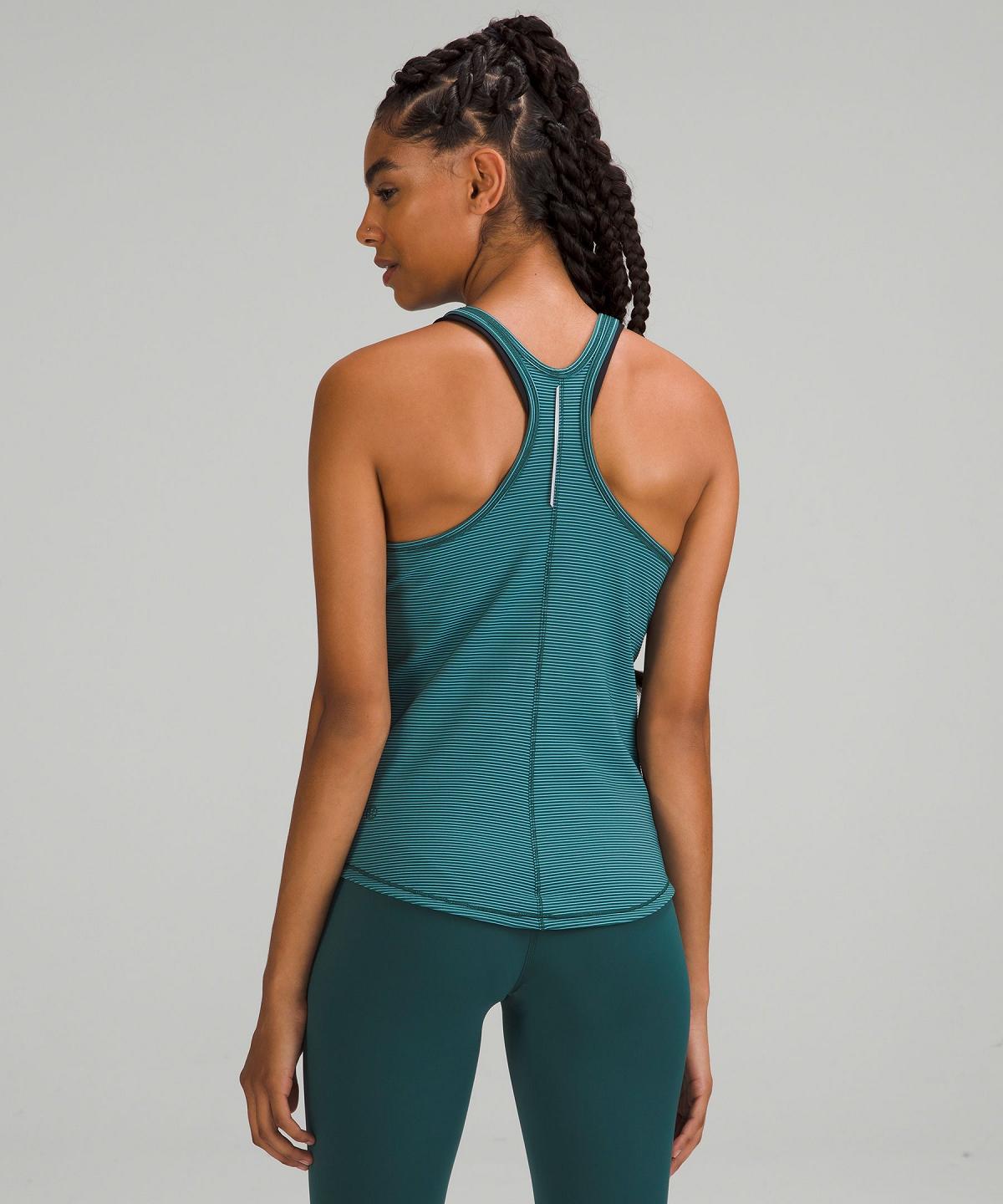 Green / Blue Women Lululemon Base Pace Two-Toned Ribbed Tank Top | AU_LuLu20925