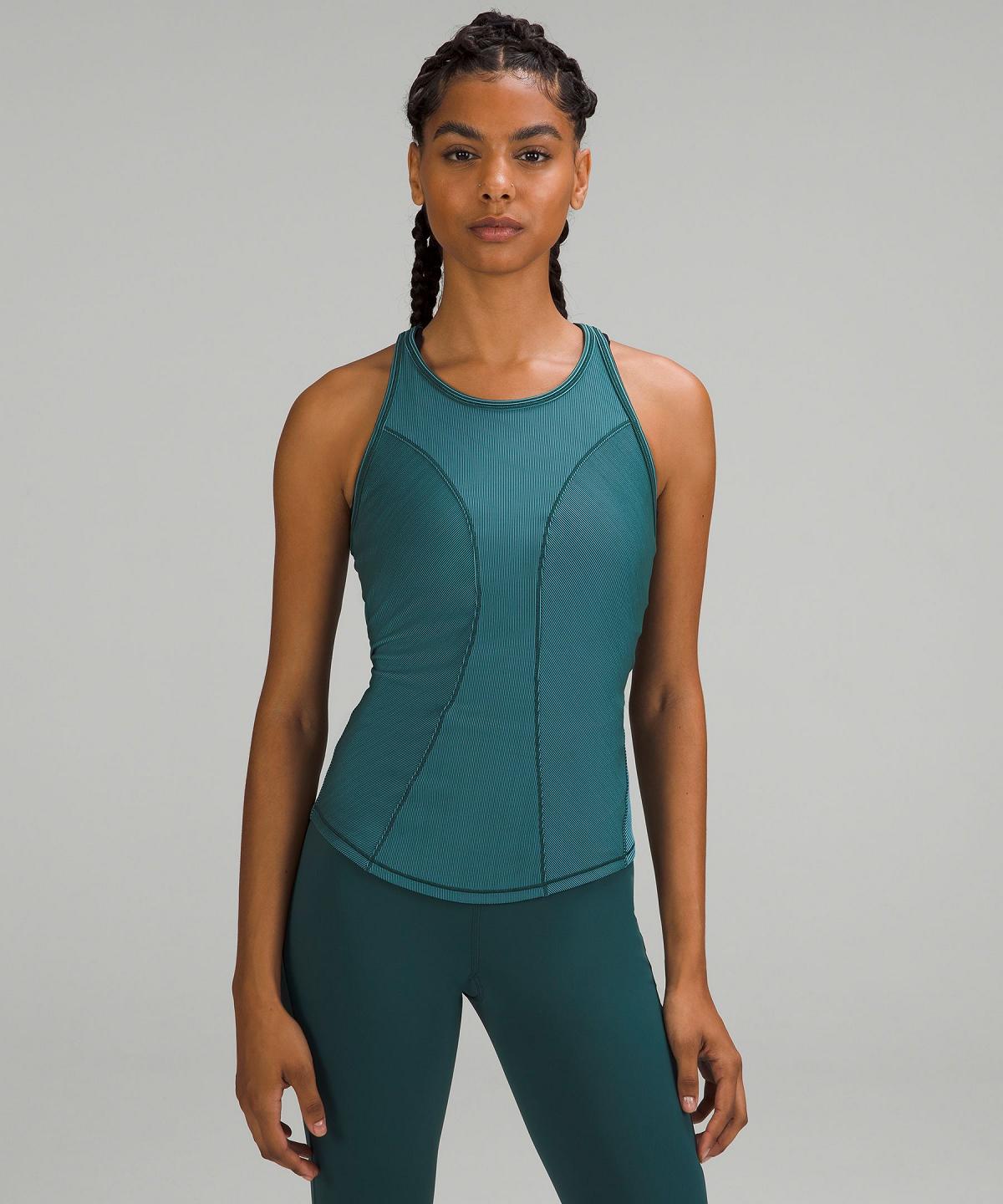 Green / Blue Women Lululemon Base Pace Two-Toned Ribbed Tank Top | AU_LuLu20925