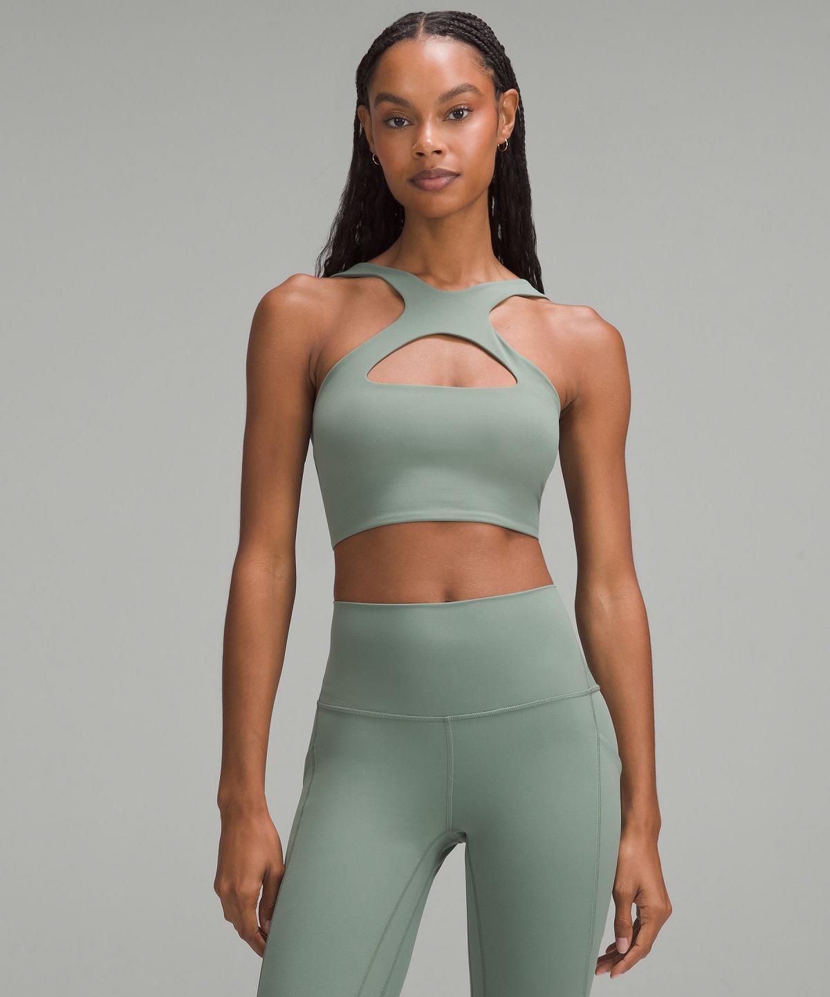 Grey Green Women Lululemon Bend This Scoop and Cross Sports Bra | AU_LuLu59629