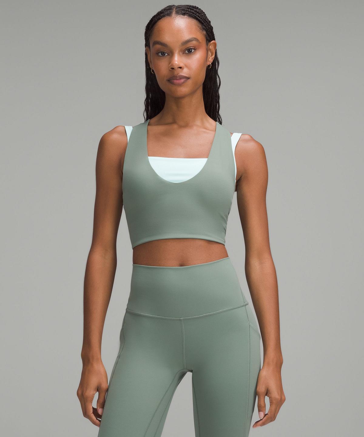 Grey Green Women Lululemon Bend This Scoop and Cross Sports Bra | AU_LuLu59629