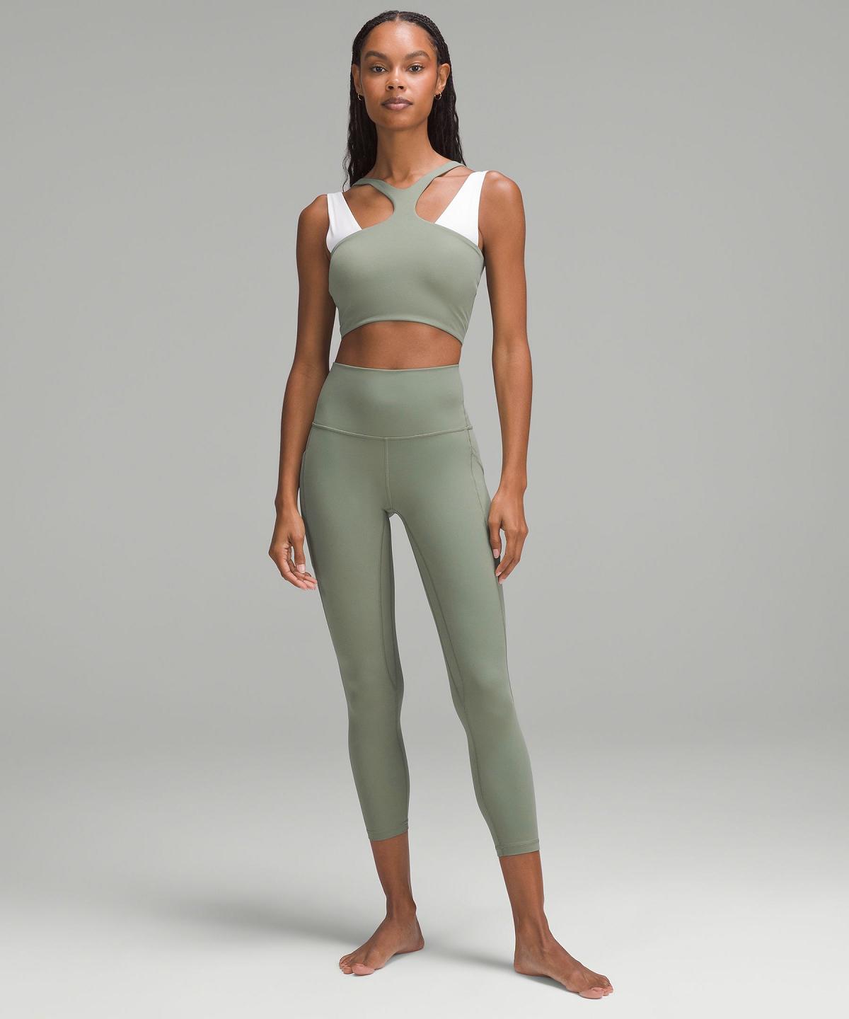 Grey Green Women Lululemon Bend This V and Racer Sports Bra | AU_LuLu91777