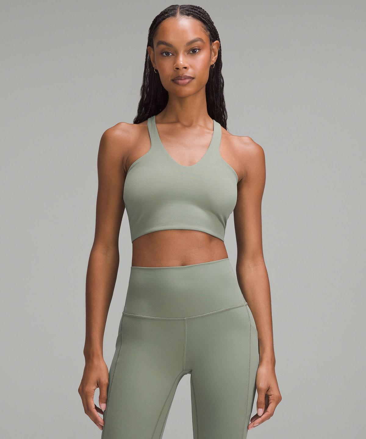 Grey Green Women Lululemon Bend This V and Racer Sports Bra | AU_LuLu91777