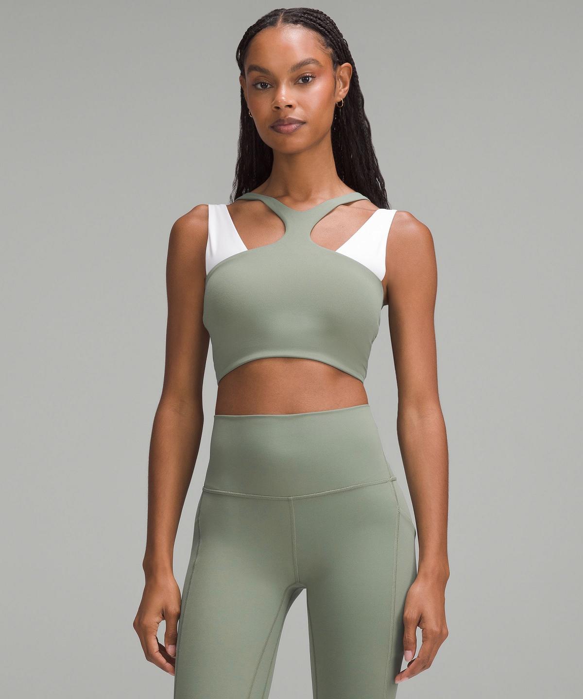 Grey Green Women Lululemon Bend This V and Racer Sports Bra | AU_LuLu91777