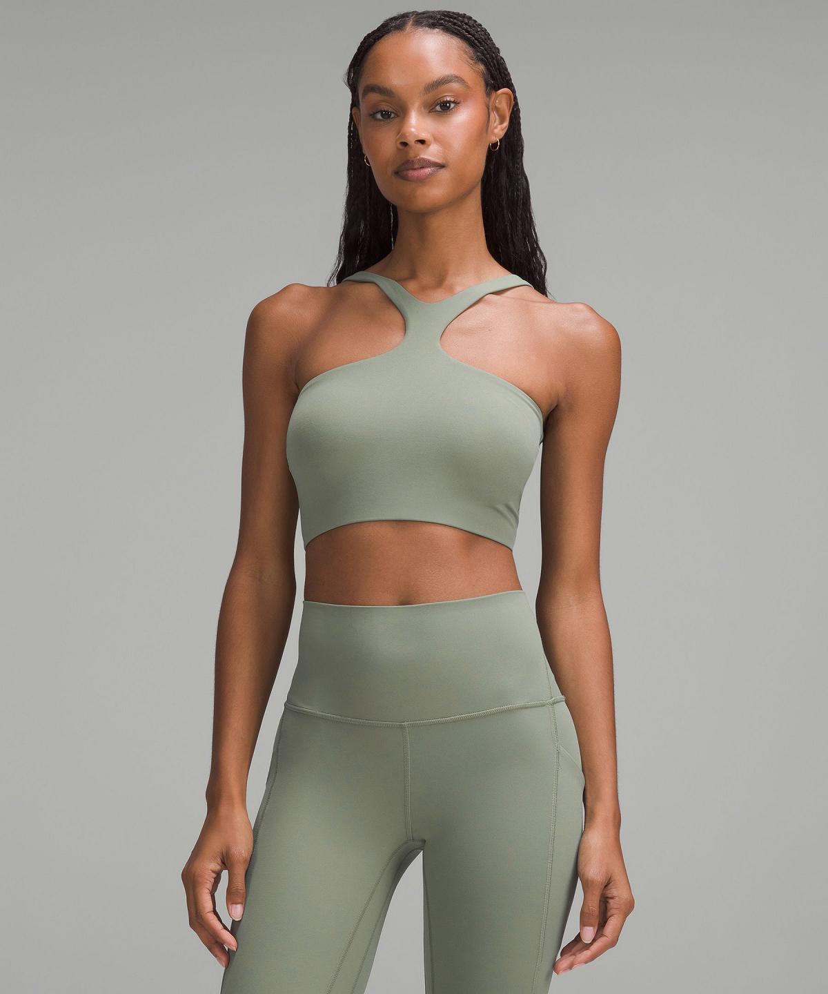 Grey Green Women Lululemon Bend This V and Racer Sports Bra | AU_LuLu91777