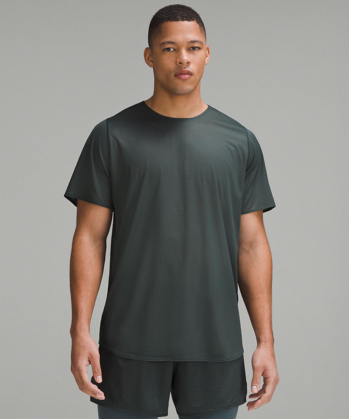 Grey Men Lululemon Grid Mesh Short-Sleeve T Shirts | AU_LuLu55957