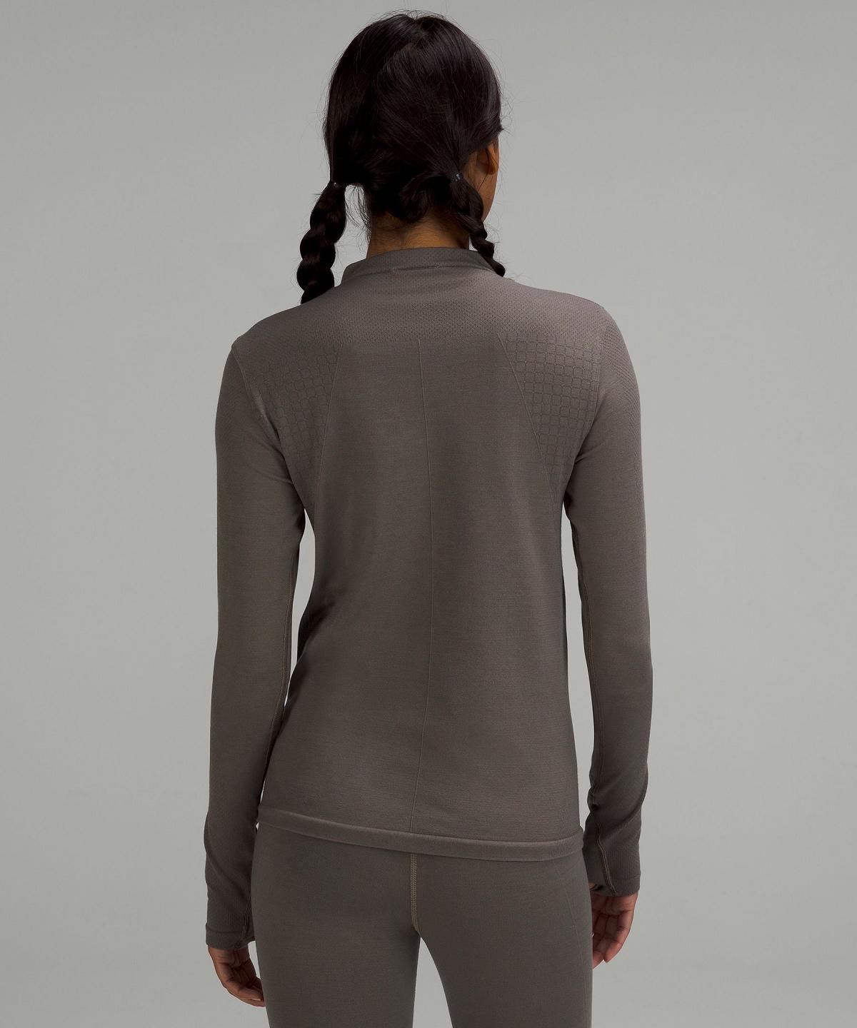 Grey Women Lululemon Seamless Wool-Blend Long Sleeve Shirts | AU_LuLu54396