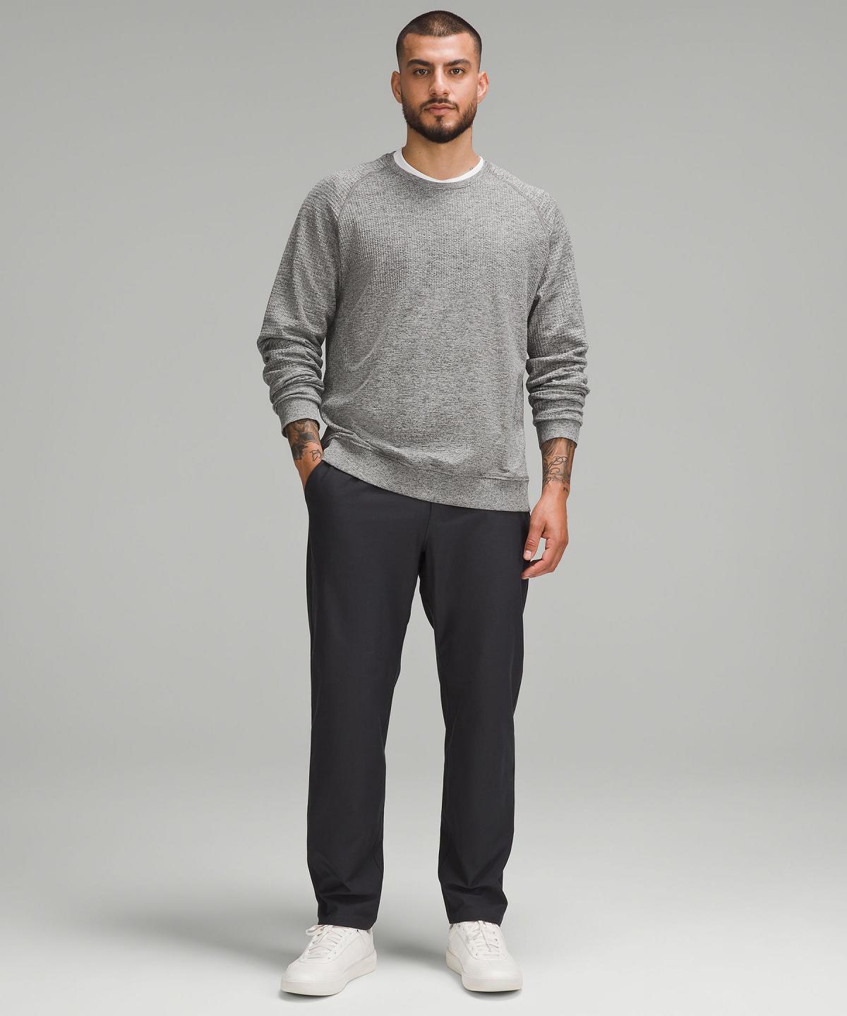 Grey / Black Men Lululemon Engineered Warmth Long-Sleeve Crew Hoodies & Sweatshirts | AU_LuLu48812