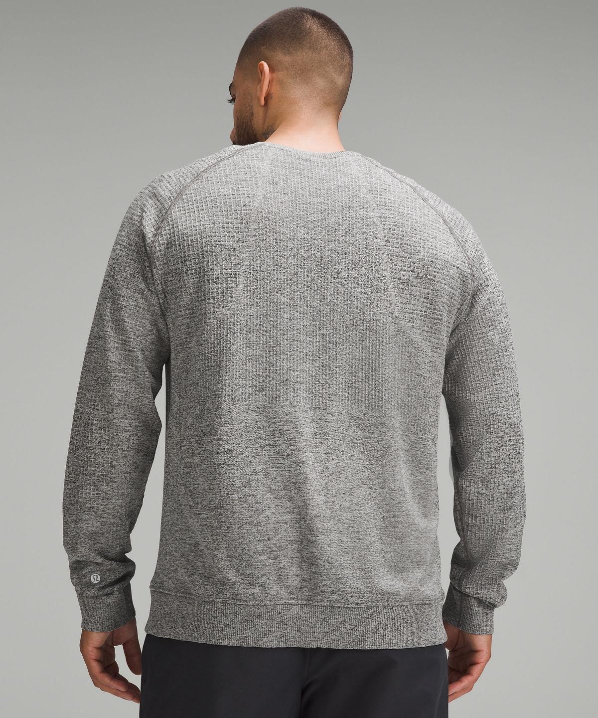 Grey / Black Men Lululemon Engineered Warmth Long-Sleeve Crew Hoodies & Sweatshirts | AU_LuLu48812