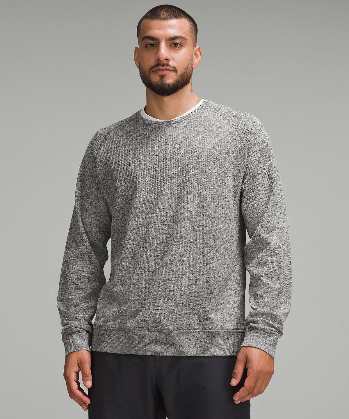 Grey / Black Men Lululemon Engineered Warmth Long-Sleeve Crew Hoodies & Sweatshirts | AU_LuLu48812