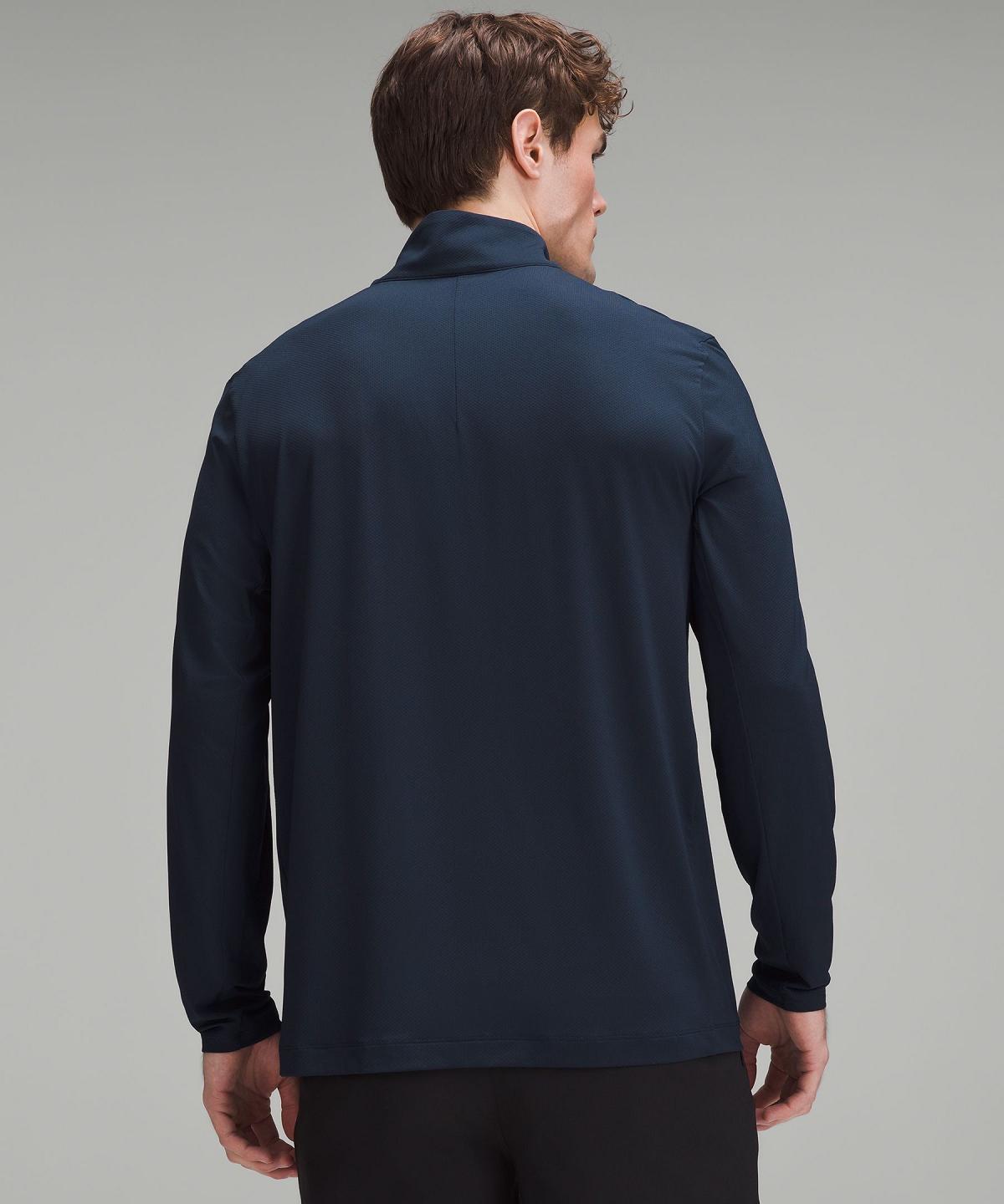 Navy Men Lululemon Golf Half Zip Long Sleeve Shirts | AU_LuLu70465