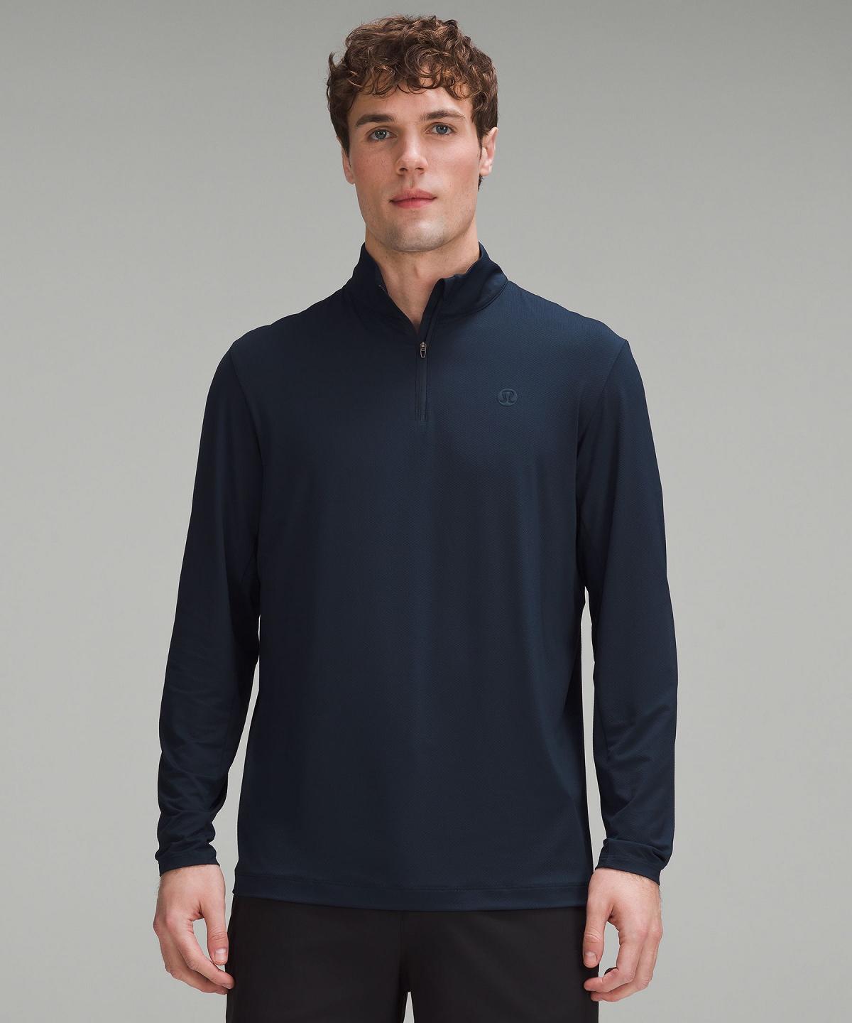 Navy Men Lululemon Golf Half Zip Long Sleeve Shirts | AU_LuLu70465