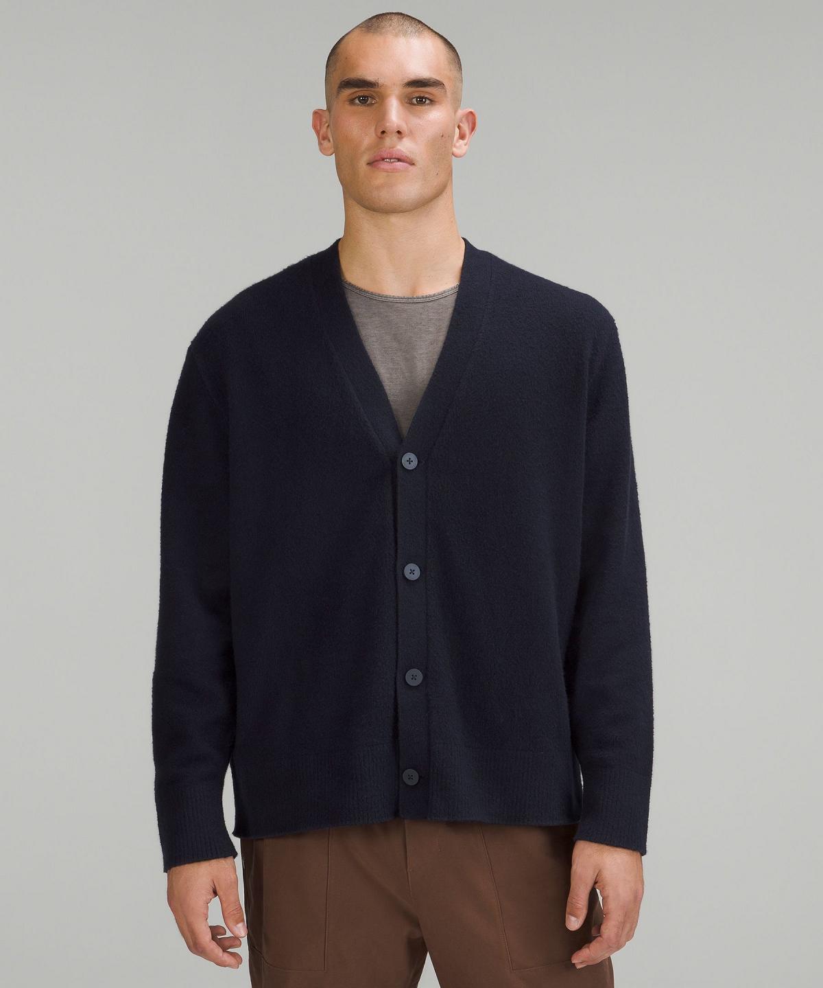 Navy Men Lululemon Merino Wool-Blend Cardigan Sweaters | AU_LuLu59800