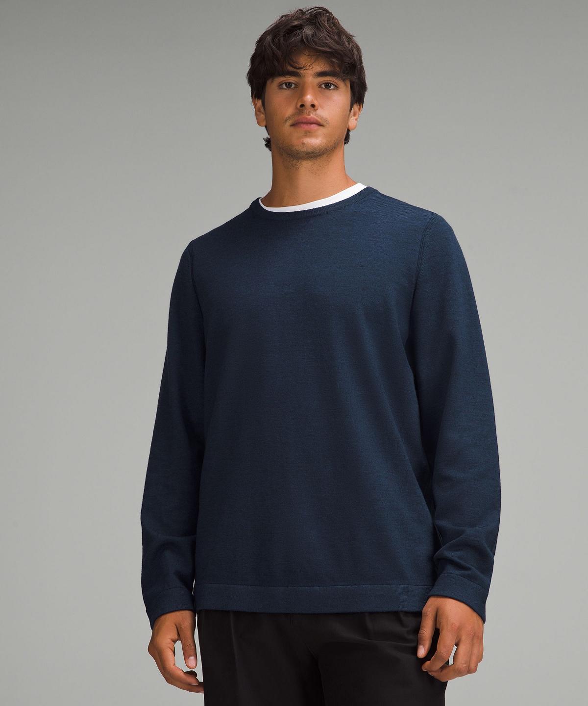 Navy Men Lululemon New Venture Crewneck Sweaters | AU_LuLu85571