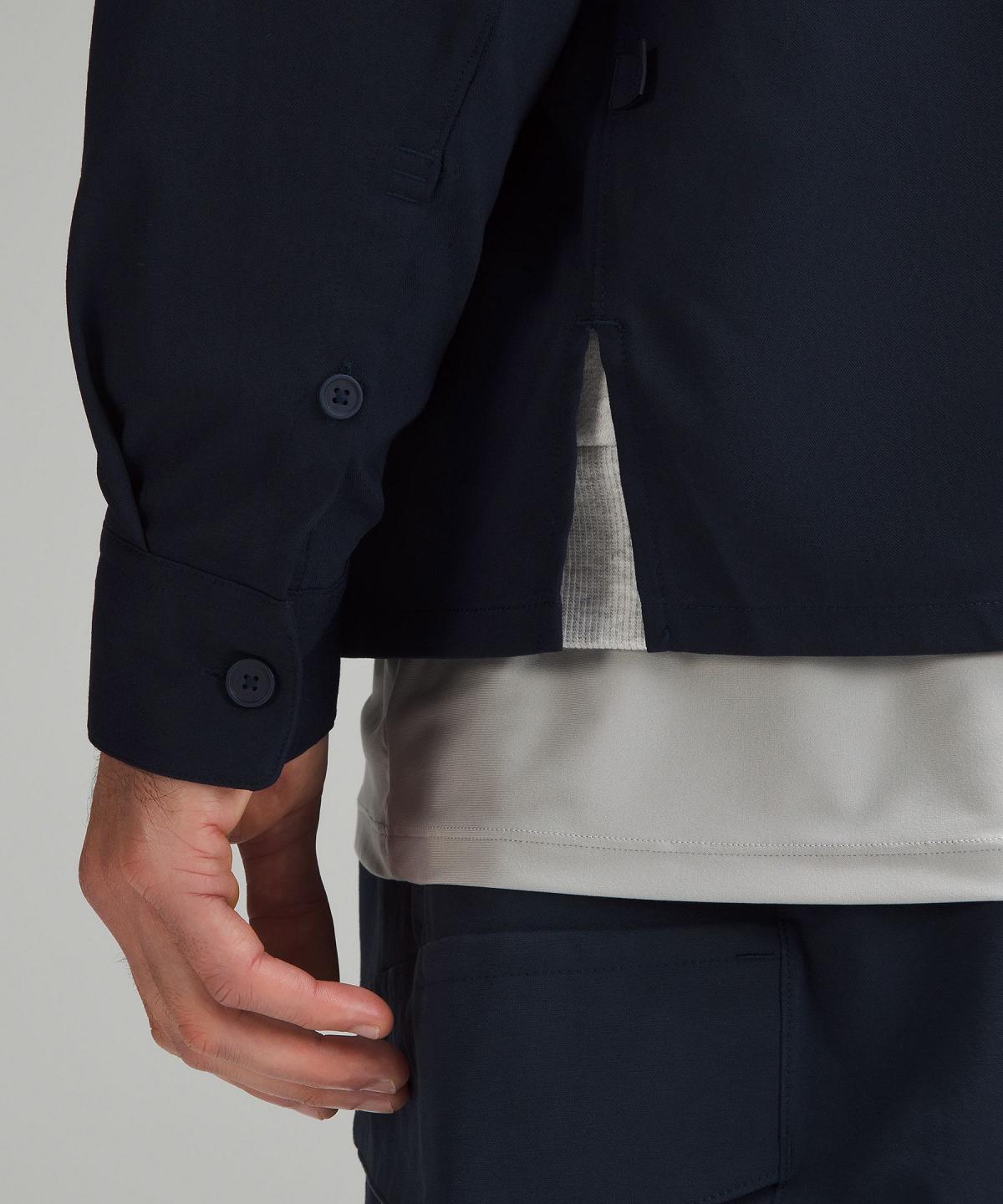 Navy Men Lululemon Relaxed-Fit Long-Sleeve Button-Up Button Down Shirts | AU_LuLu83770