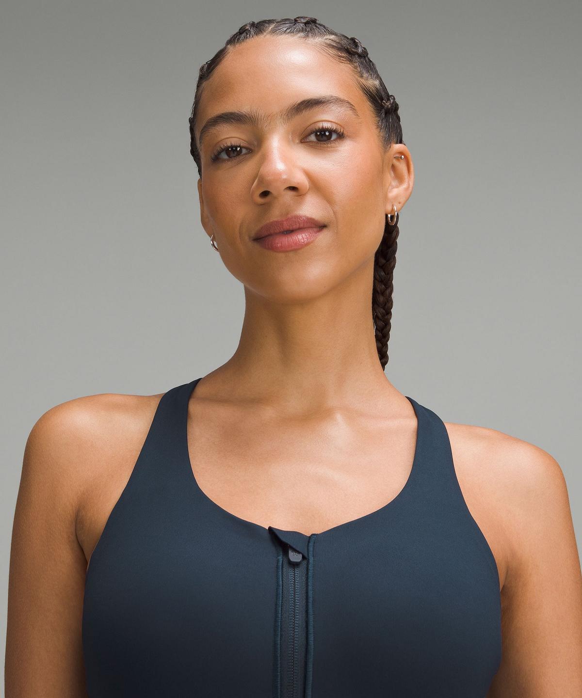 Navy Women Lululemon Energy High Support Zip-Front Sports Bra | AU_LuLu11479