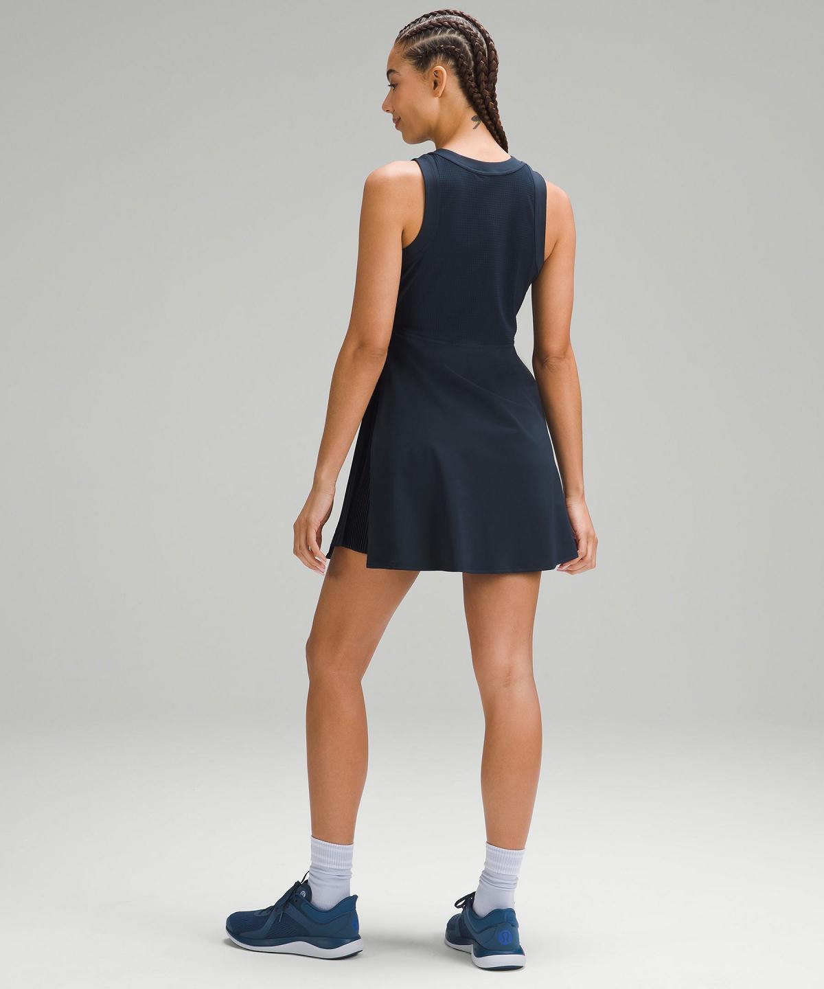 Navy Women Lululemon Grid-Texture Sleeveless Linerless Tennis Dress | AU_LuLu30221