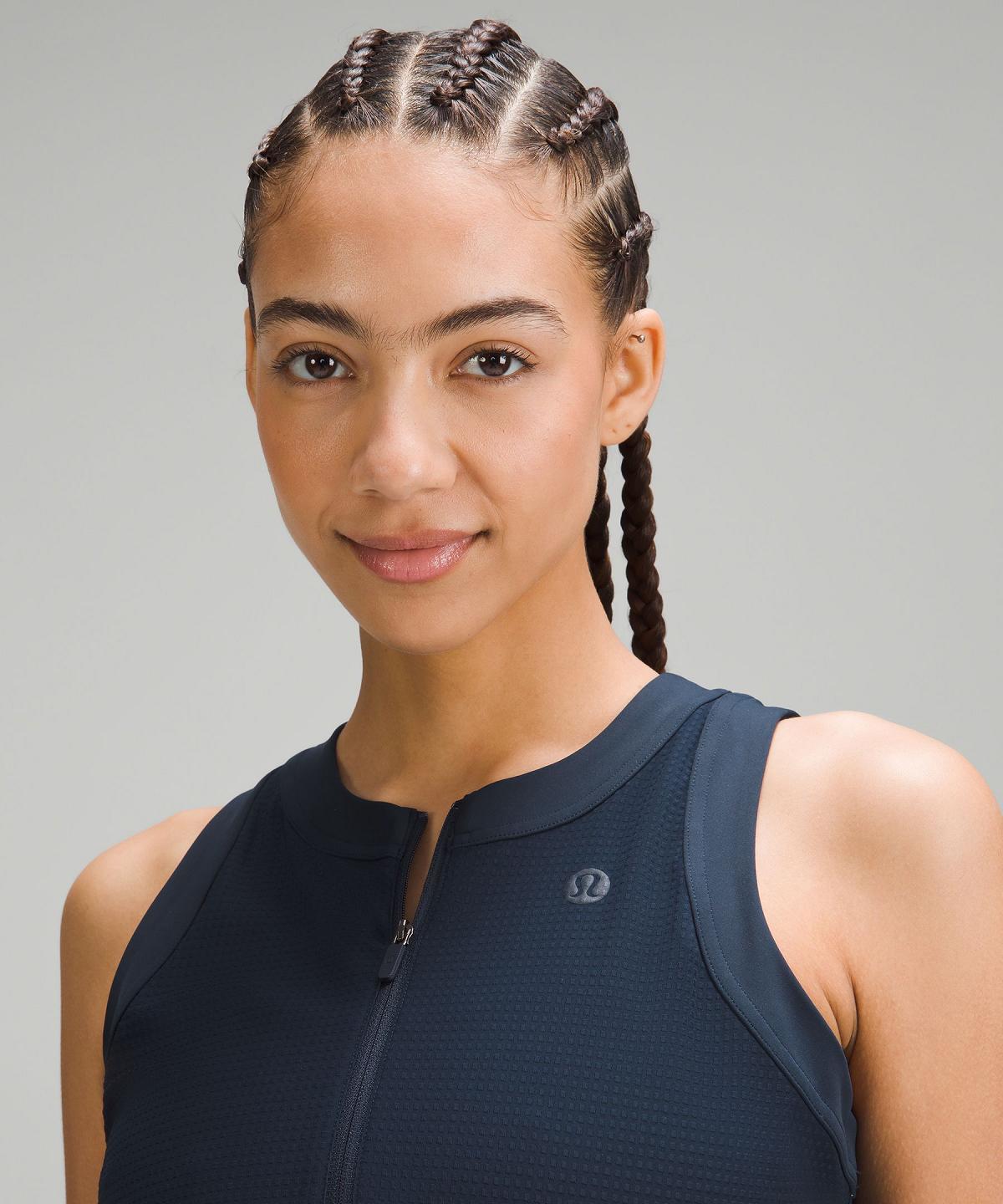 Navy Women Lululemon Grid-Texture Sleeveless Linerless Tennis Dress | AU_LuLu30221