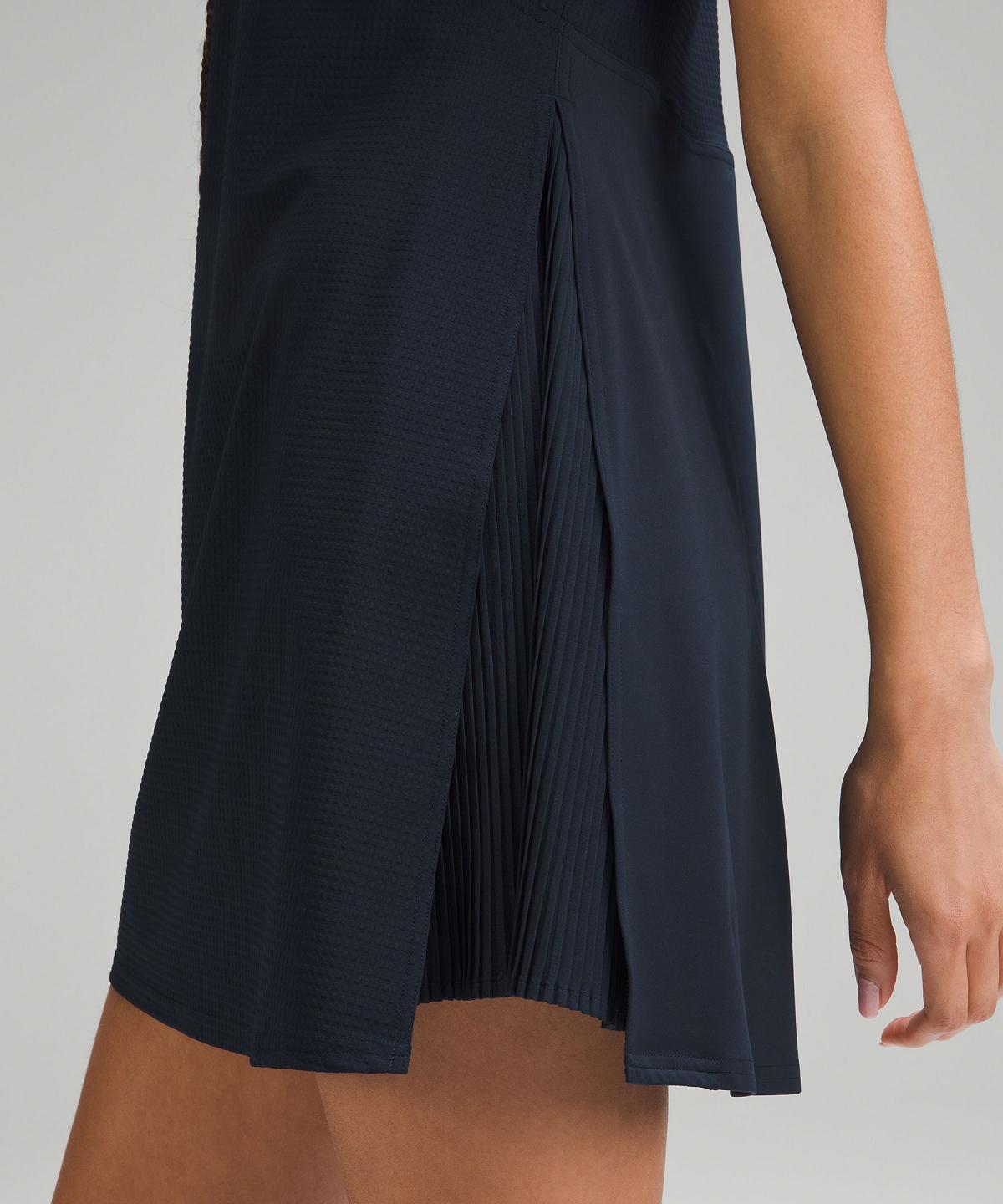 Navy Women Lululemon Grid-Texture Sleeveless Linerless Tennis Dress | AU_LuLu30221