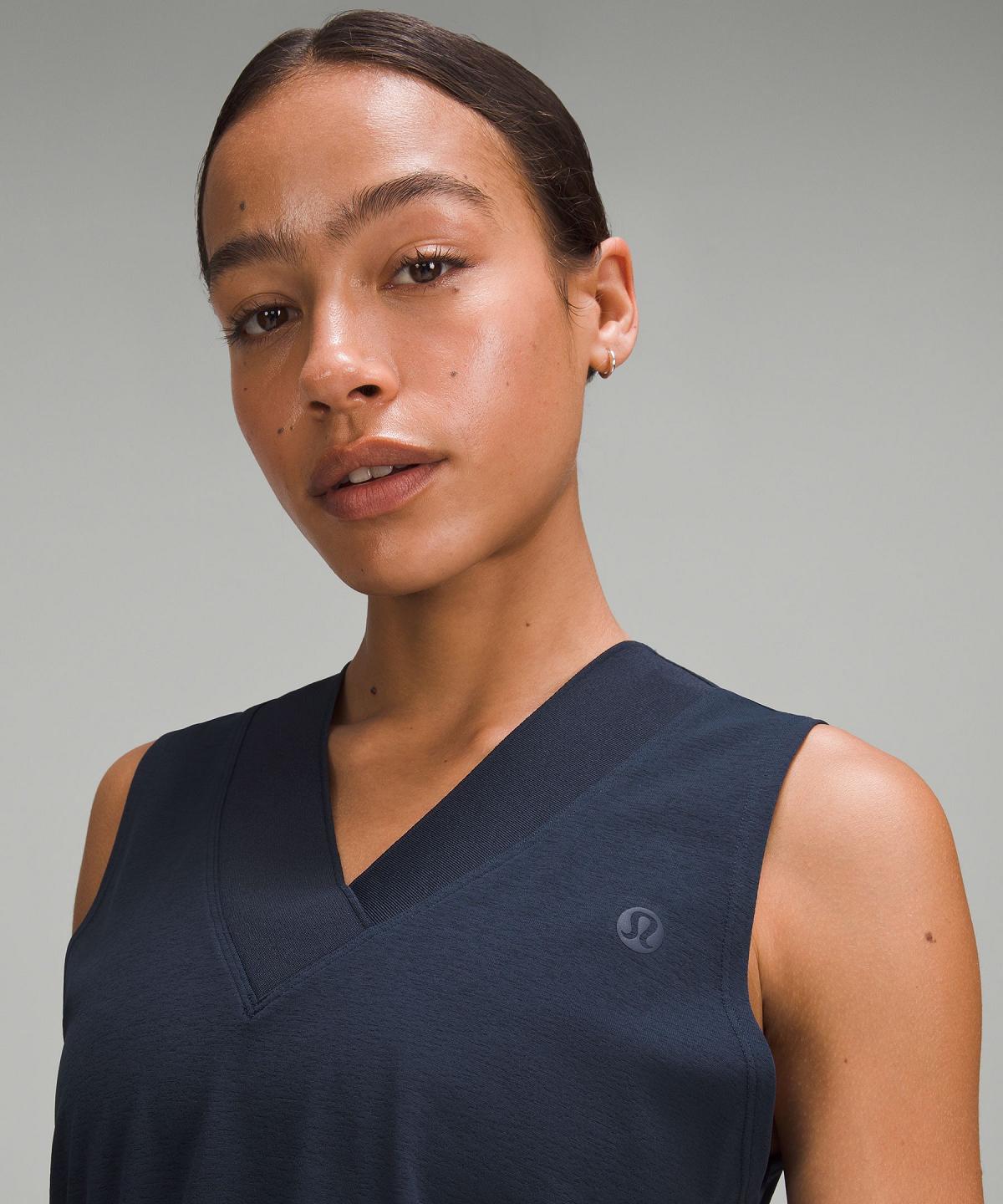 Navy Women Lululemon Sleeveless Cropped Tennis Tank Top | AU_LuLu63692