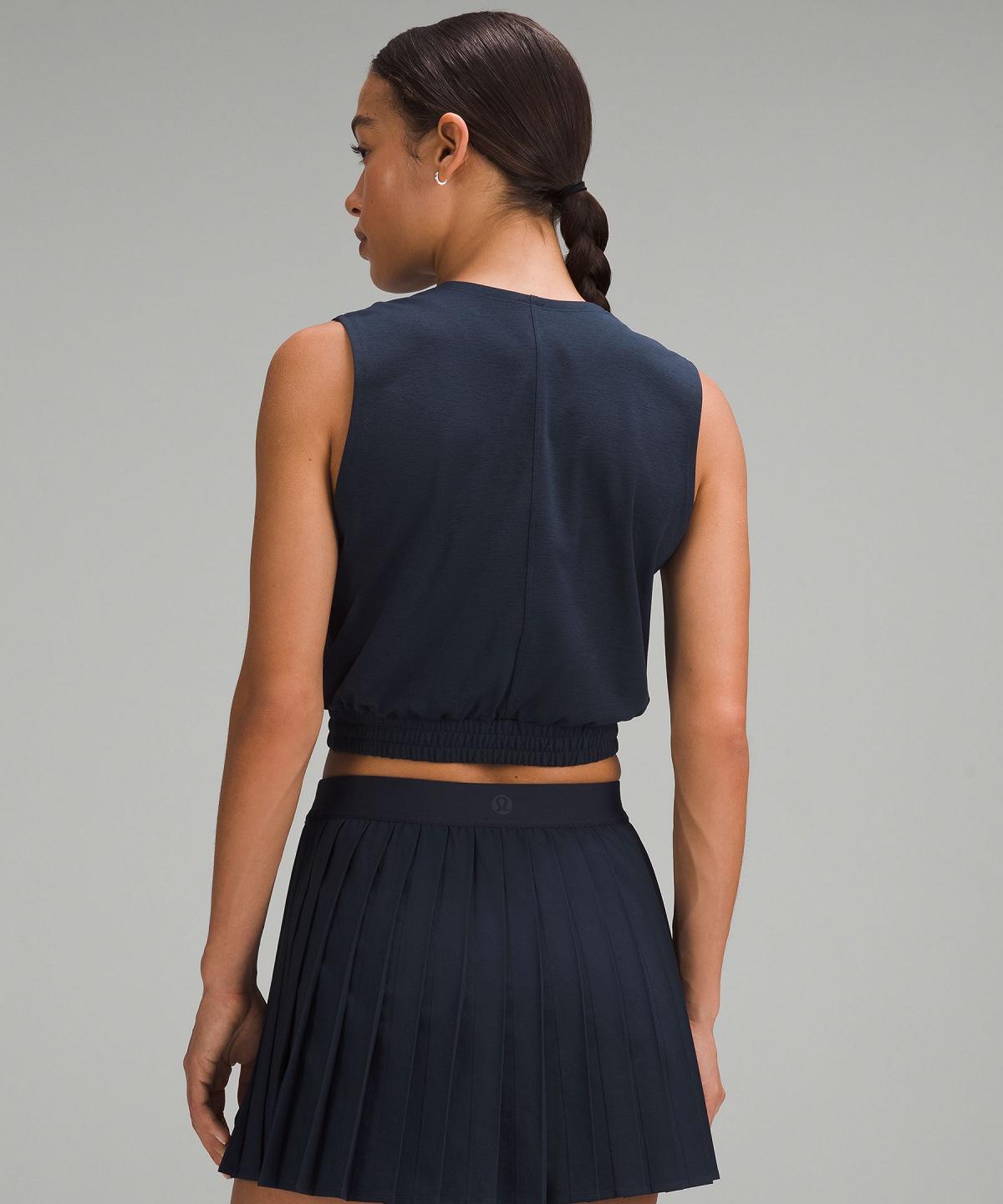 Navy Women Lululemon Sleeveless Cropped Tennis Shirts | AU_LuLu99589