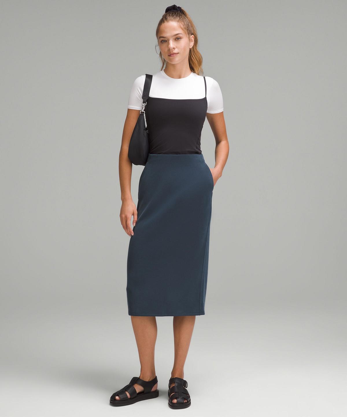 Navy Women Lululemon Softstreme High-Rise Midi Skirts | AU_LuLu28078